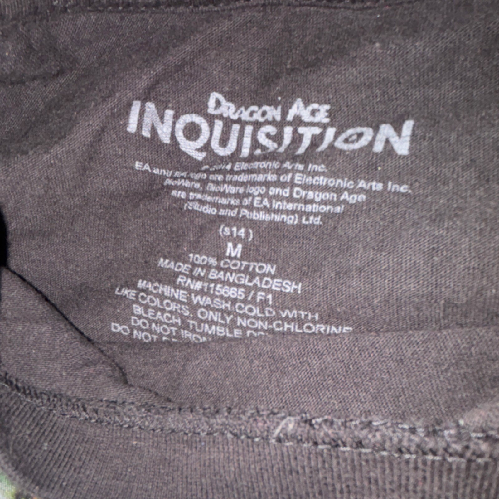 Electronic Arts Dragon Age Inquisition T-Shirt Black Size M 100% Cotton Washable