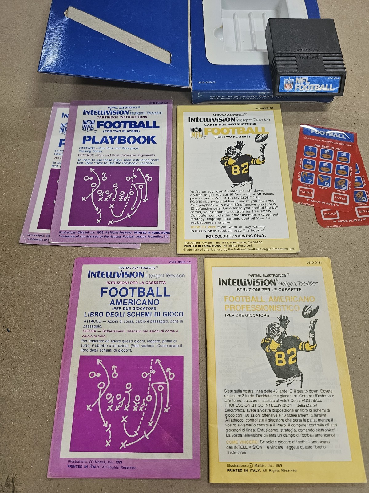 NFL Football Italian Variant Intellivision Video Game. Manual Printed In Italy