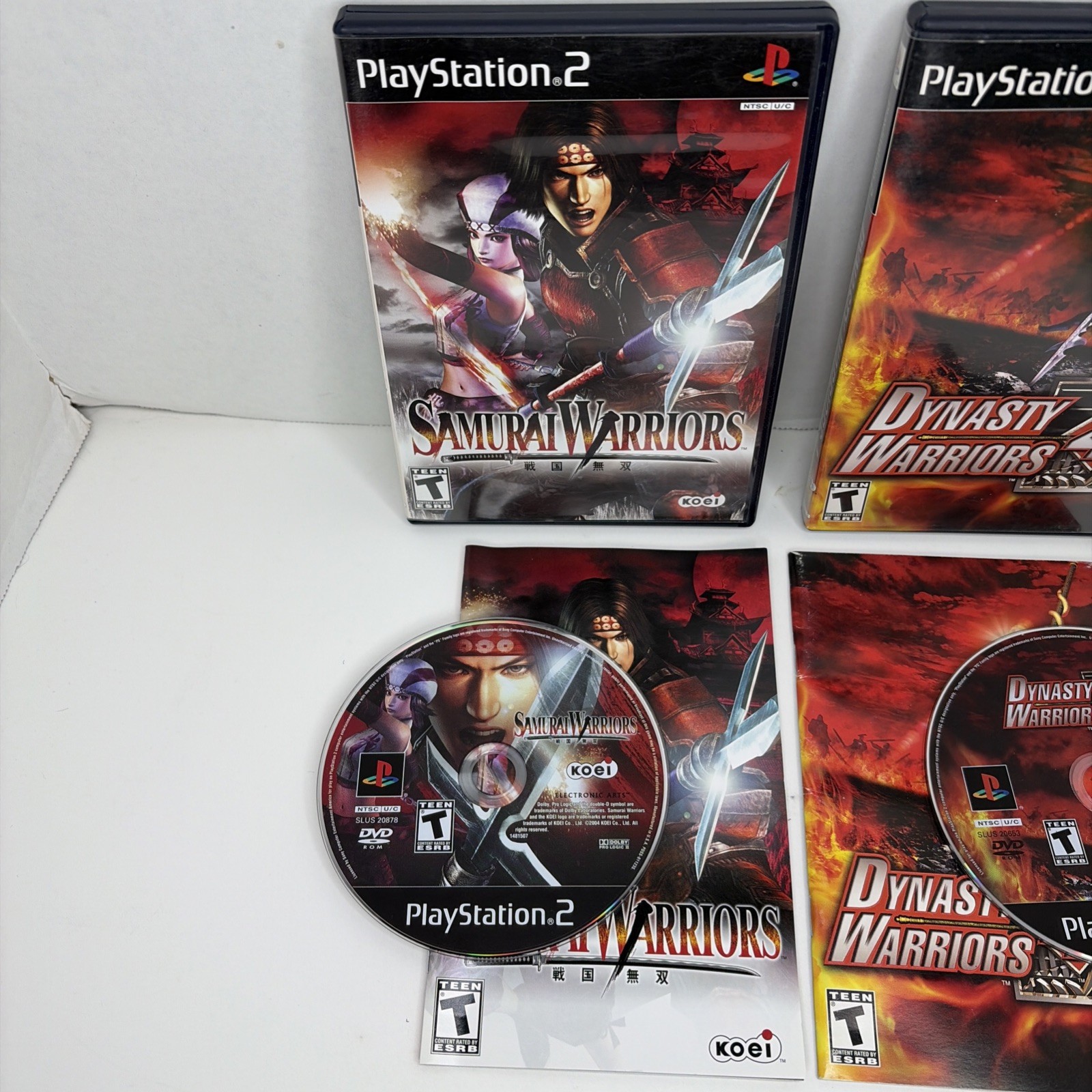 Dynasty Warriors 4 + Samurai Warriors PS2 Lot PlayStation 2 Complete CIB TESTED