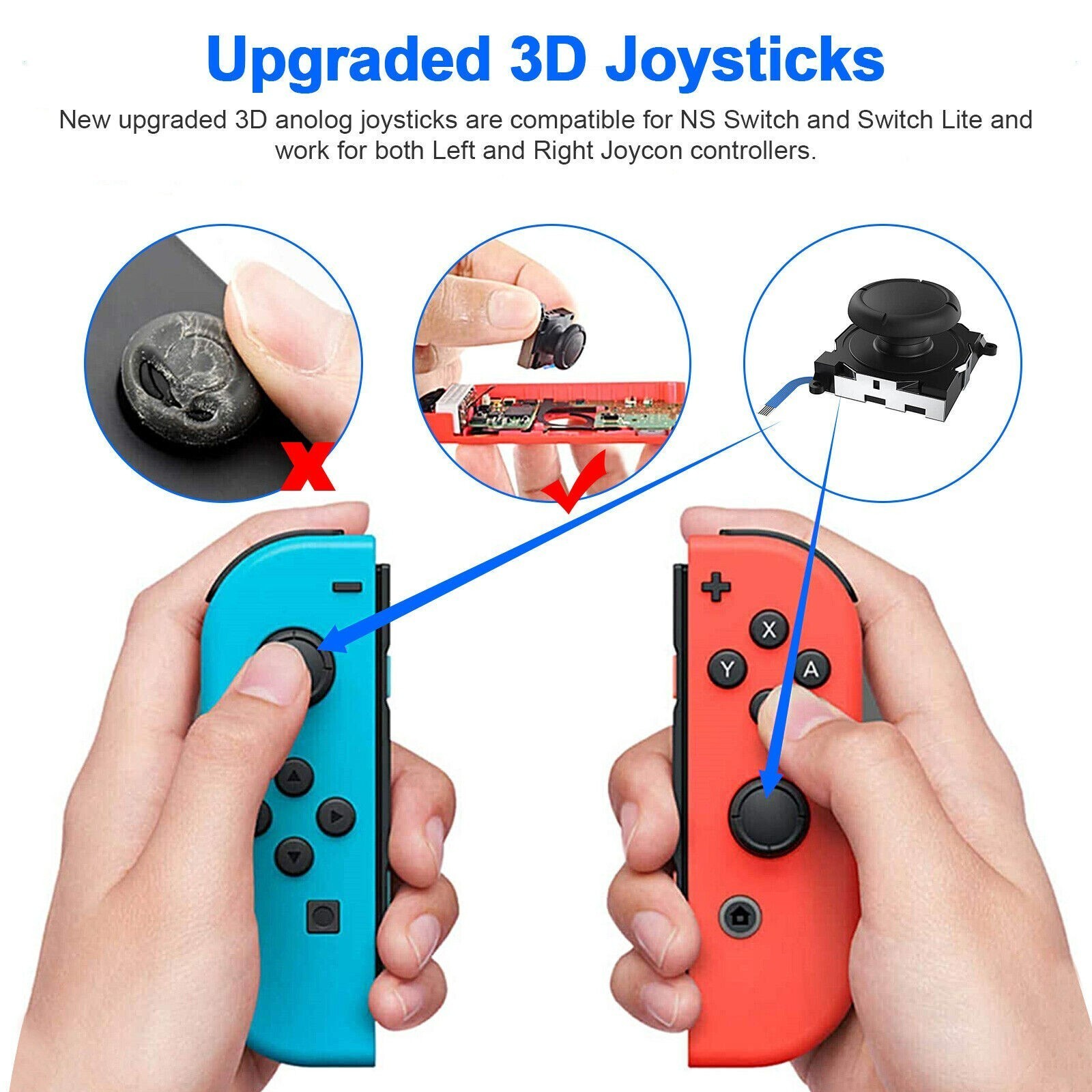 20X Thumbstick Joy-Con Joystick Stick For Nintendo Switch / Lite Joycon [Black]