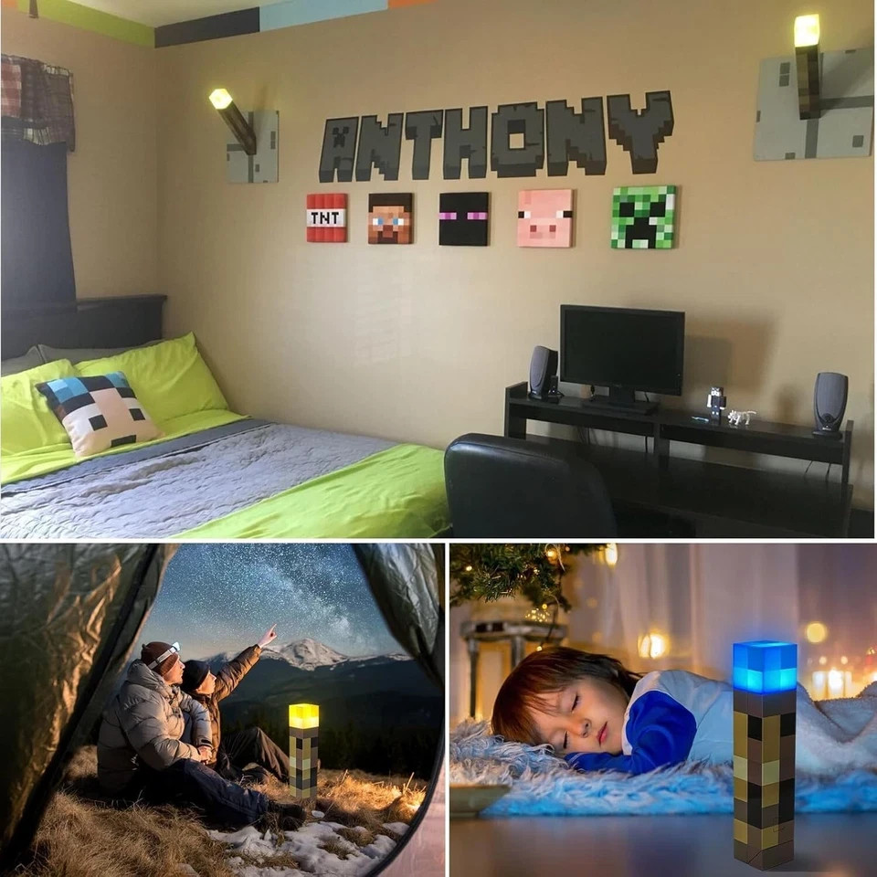 Buy 2 Get One Free 7-Color Minecraft Torch Rechargeable Portable Night LED Light