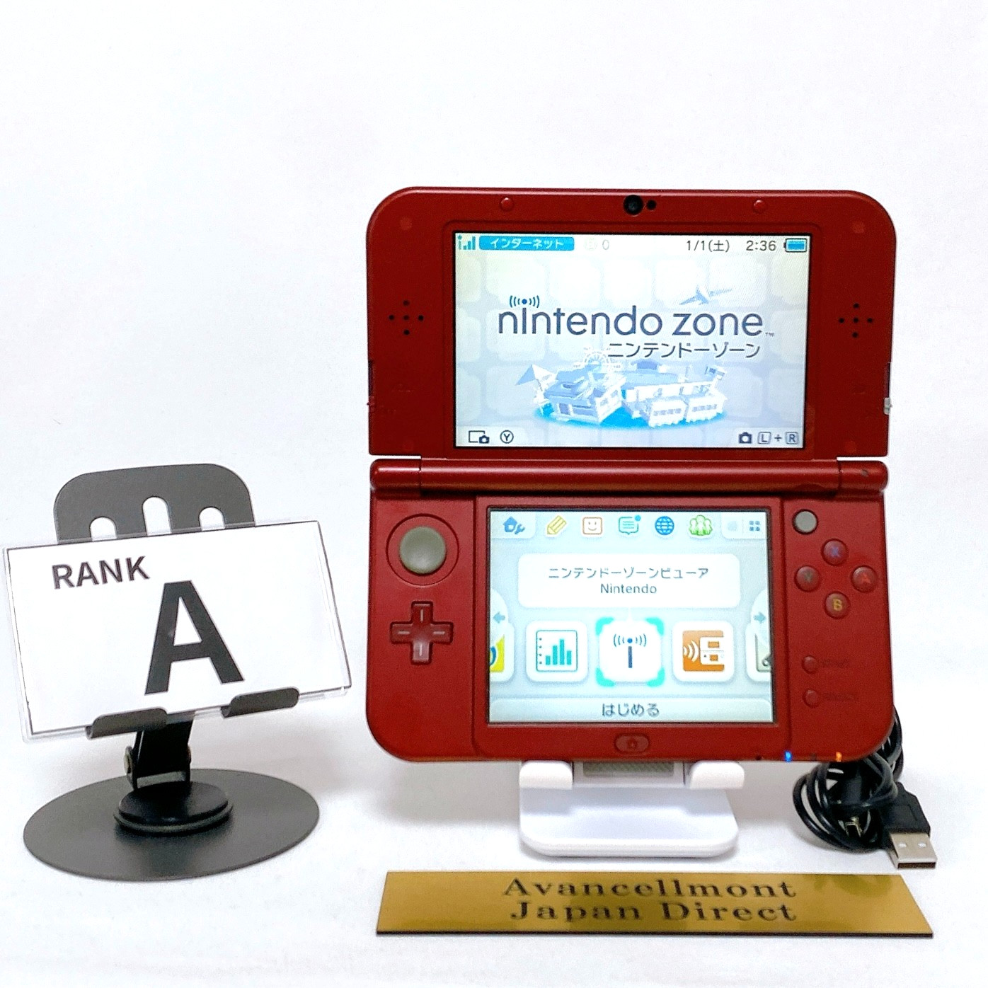 New Nintendo 3DS XL LL Metallic Red Console Stylus Japan Tested Working Rank A