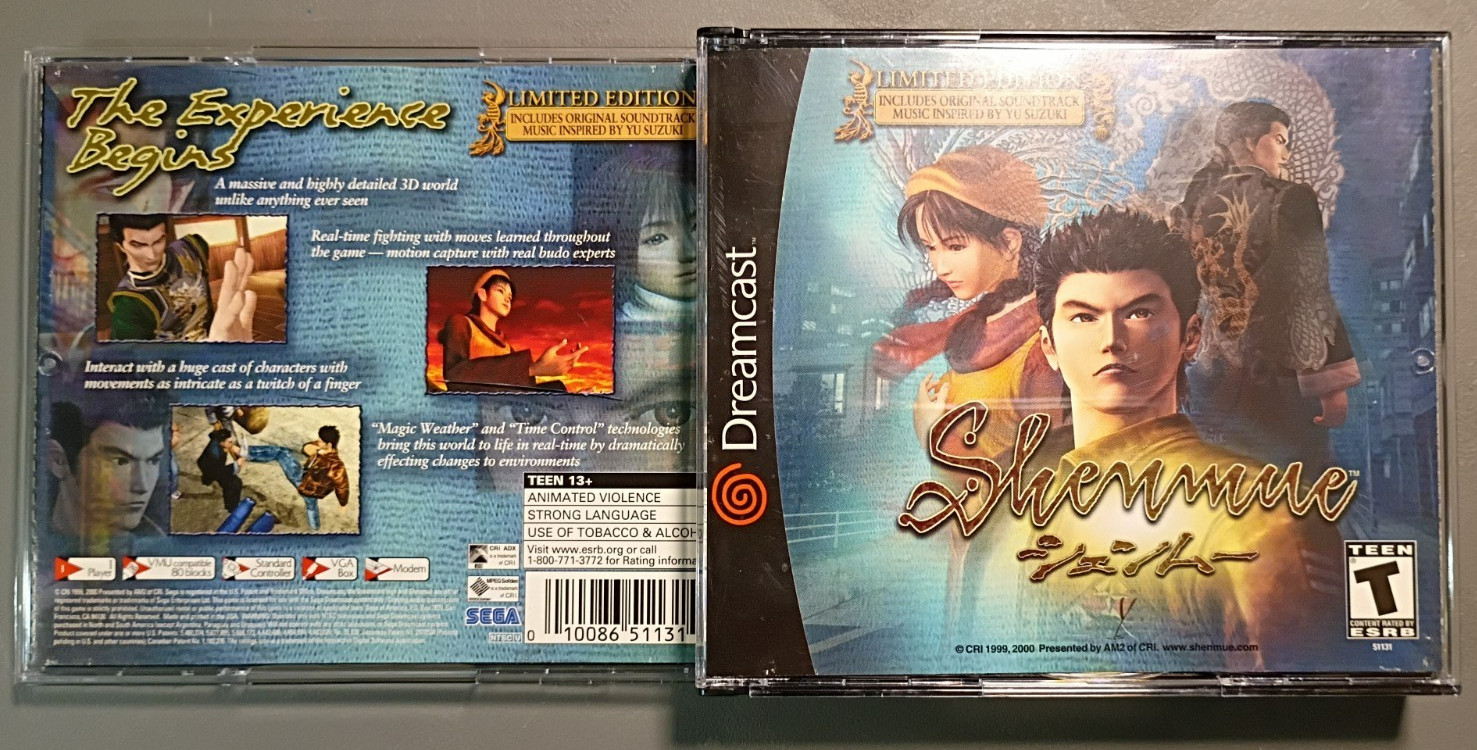 Shenmue for SEGA Dreamcast 2000, 5 Disks NO PASSPORT NO MANUAL