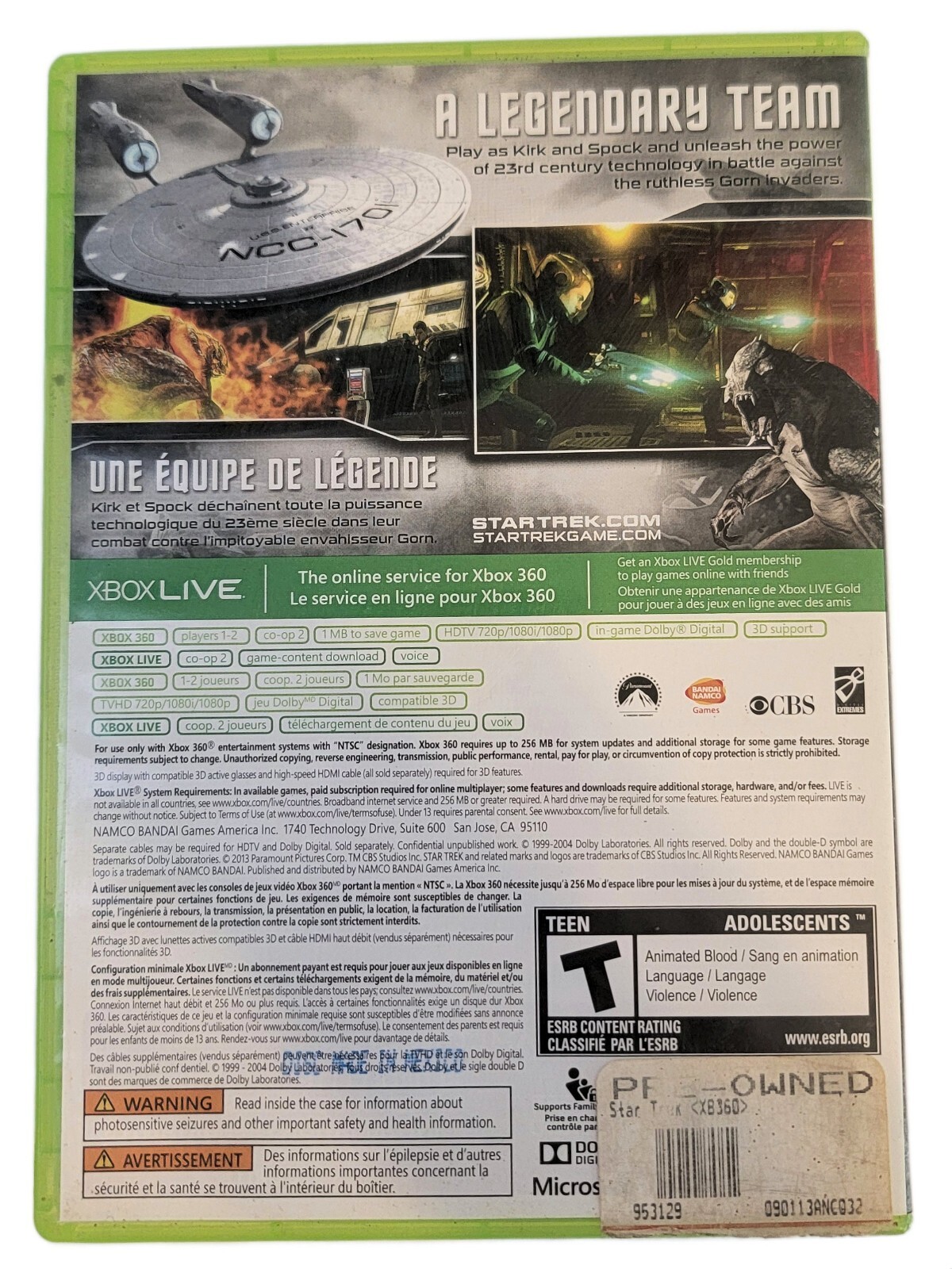 Star Trek (Microsoft Xbox 360, 2013) Rated Teen RETURNS NOT ACCEPTED
