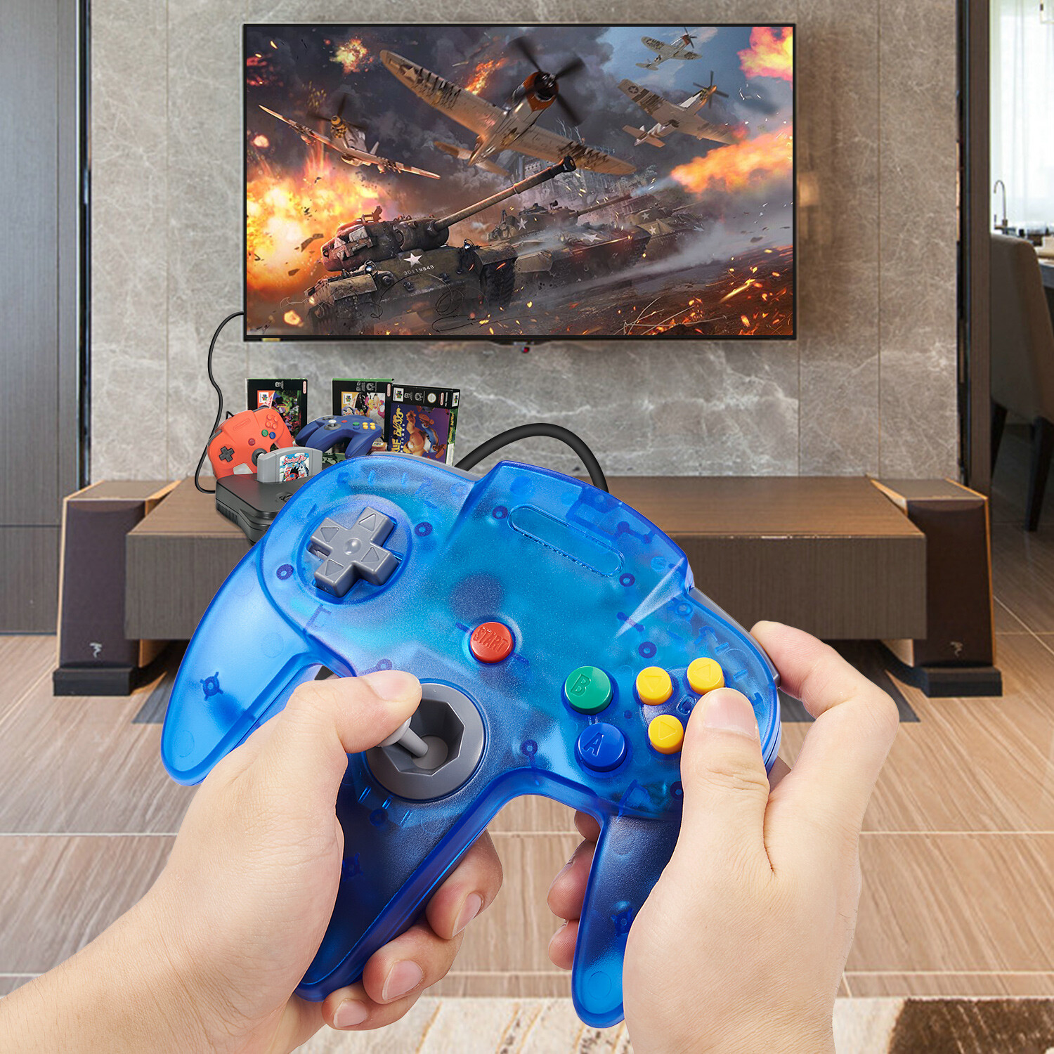 Wired N64 Controller Joystick Compatible with Nintendo 64 N64 Video Game Console