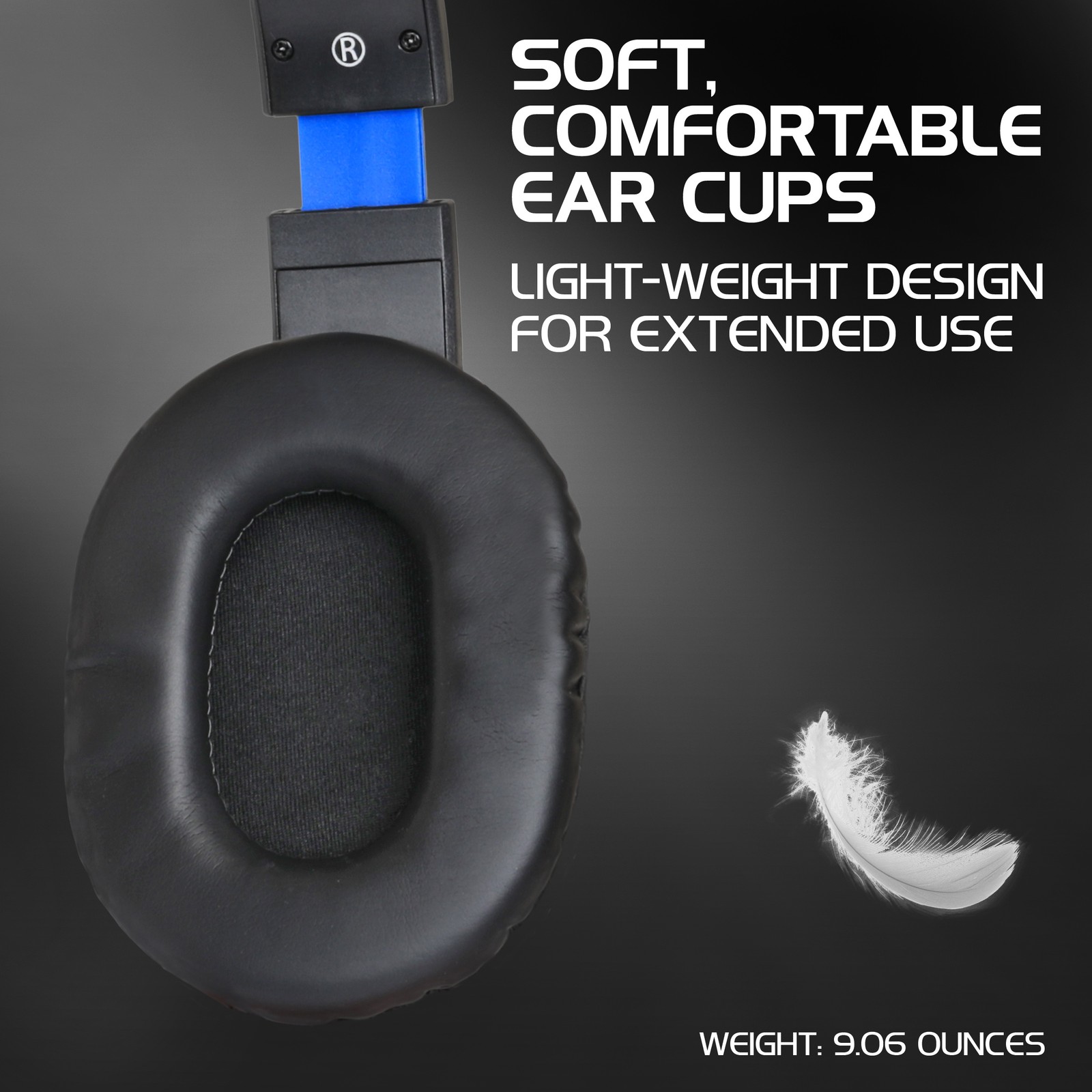 Gaming Headset with Rotating Microphone – Soft Adjustable Headband – Blue
