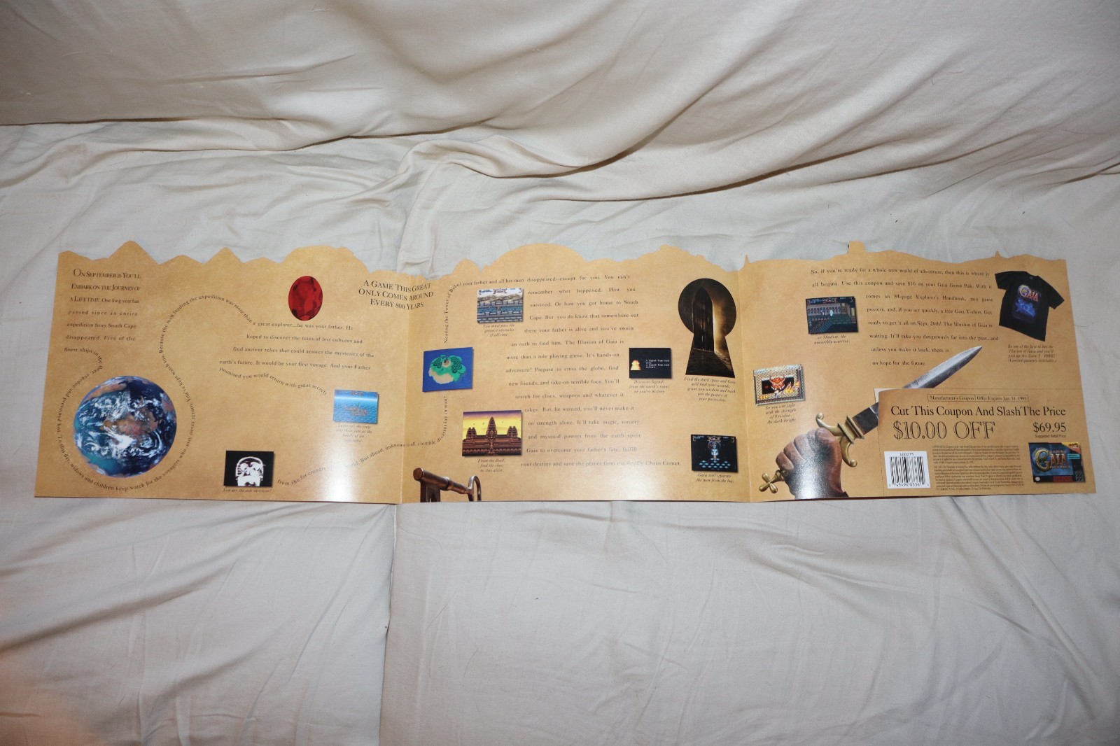 Super Nintendo SNES Illusion of Gaia Fold Out Flyer Insert PROMO