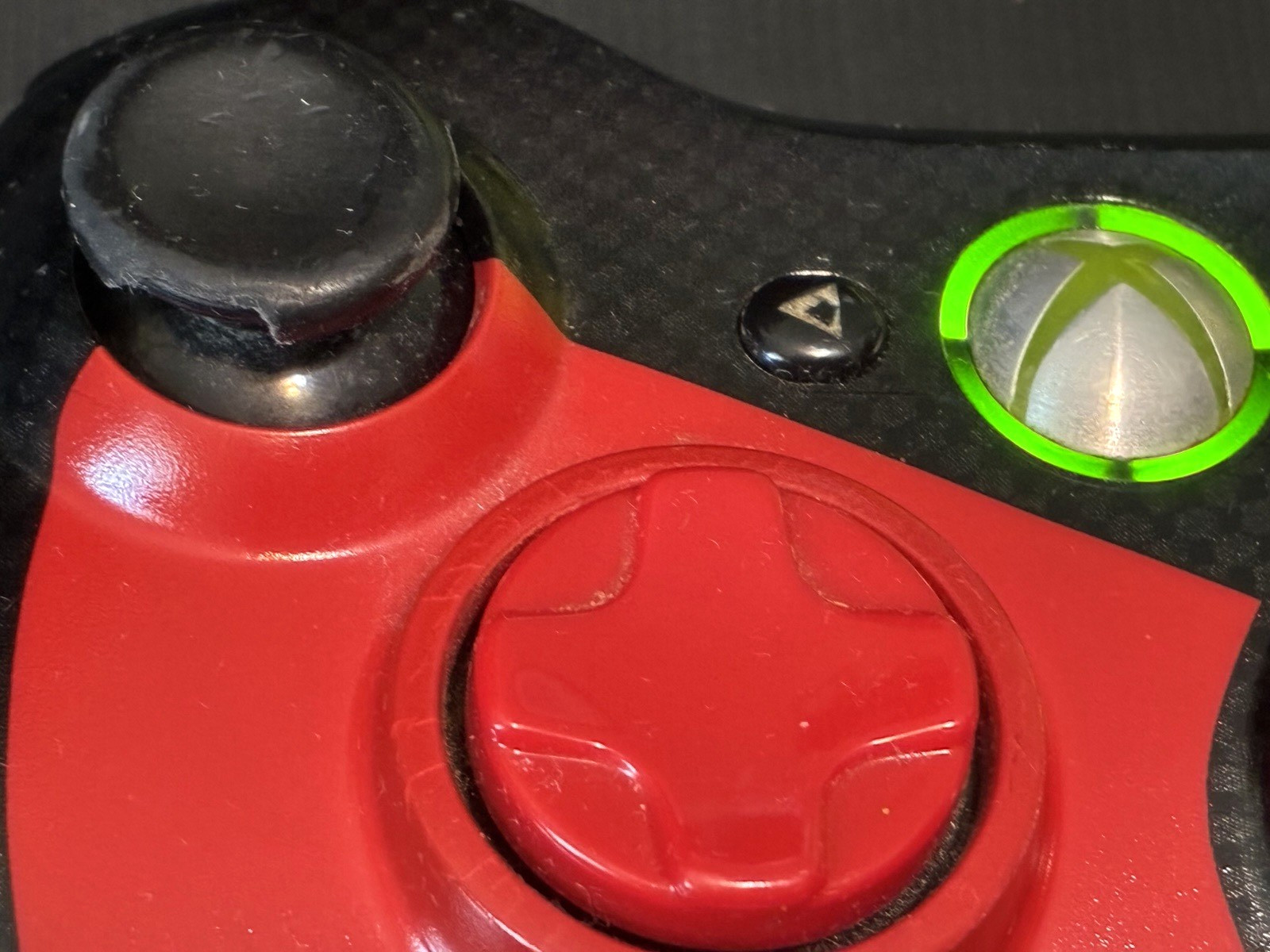 Microsoft Xbox 360 Controller Radioactive Black Red Lights Up Untested