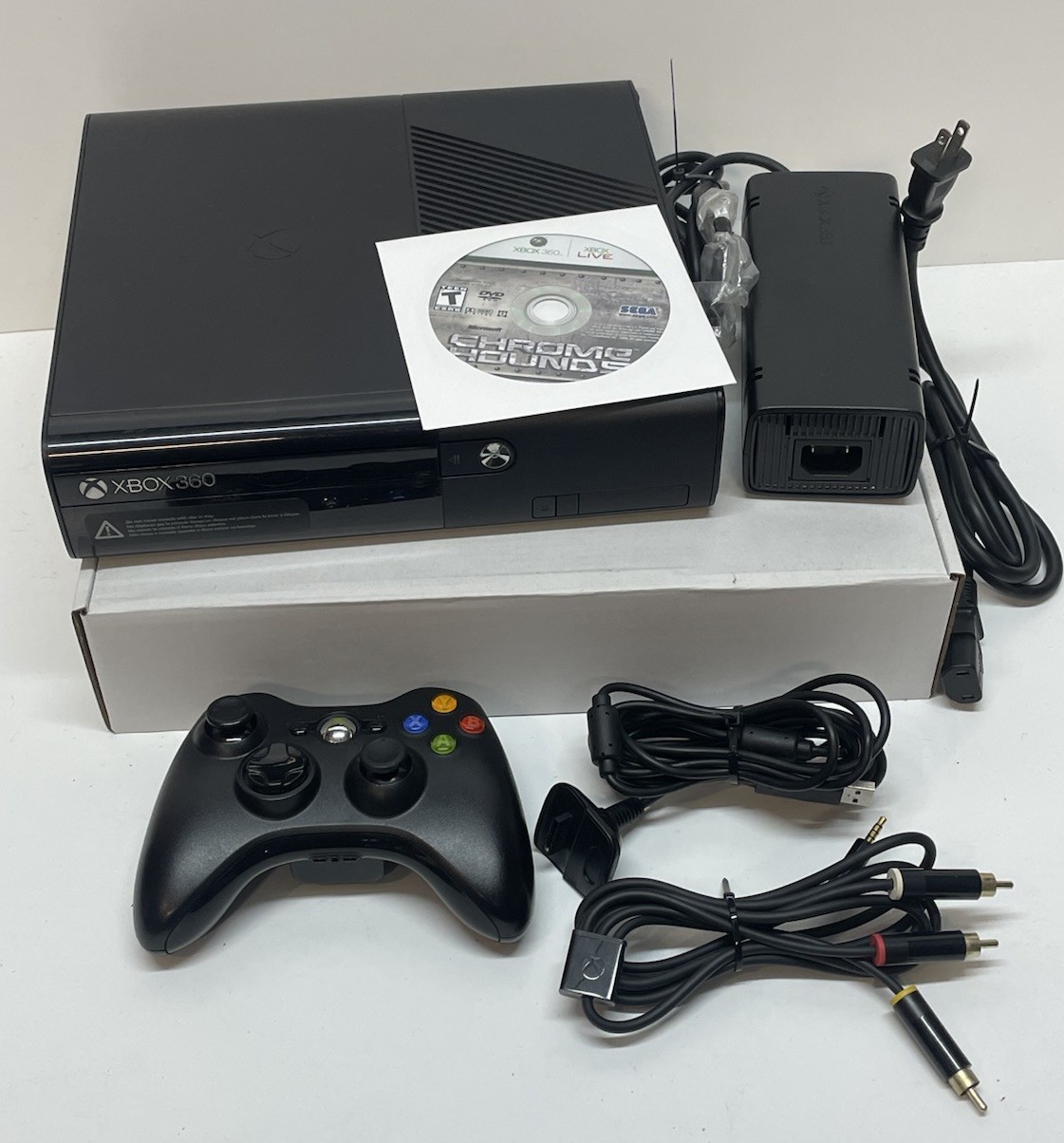 Microsoft Xbox 360 E Console 500GB Black Model 1538 Controller Cables TESTED