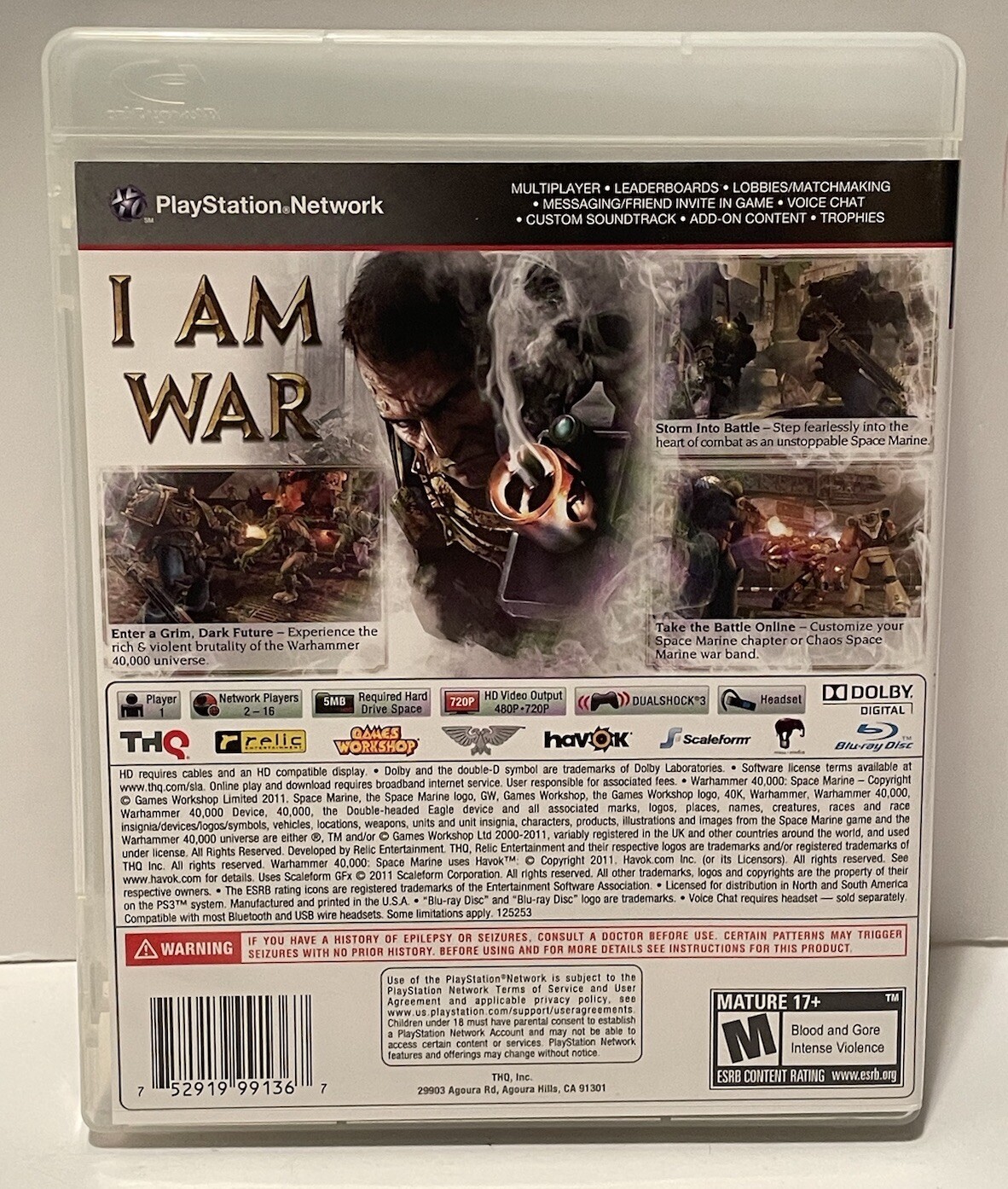 Warhammer 40,000: Space Marine (Sony PlayStation 3, 2011) PS3 CIB complete