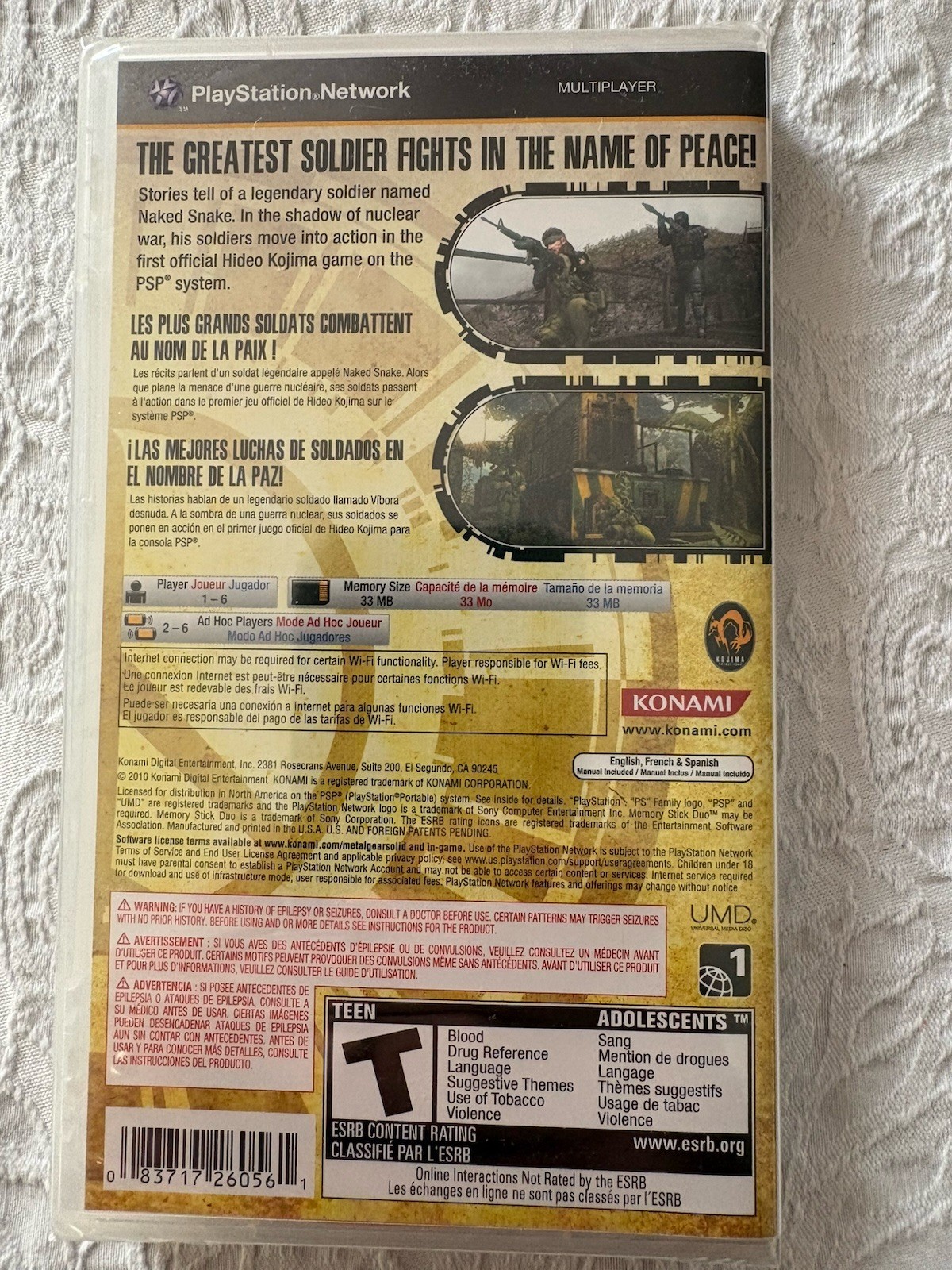 Metal Gear Solid Peace Walker Limited Edition For PSP PlayStation New See Notes