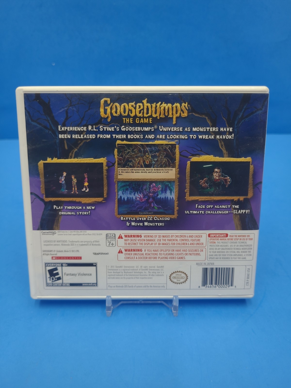 Goosebumps The Game (Nintendo 3DS) Original Case Only No Game /Authentic