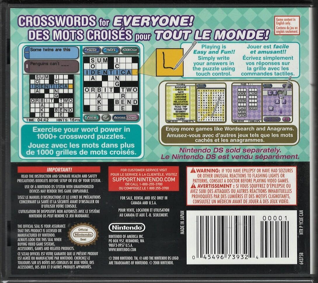 Crosswords NDS (Brand New Factory Sealed US Version) Nintendo DS