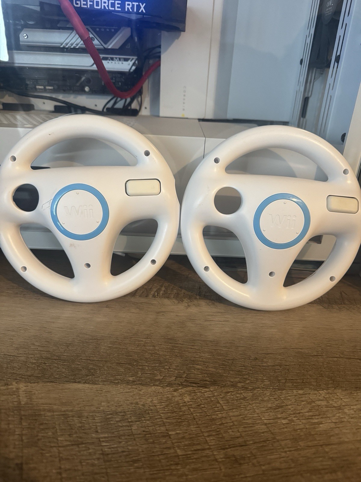 2X Official Nintendo Wii Steering Wheel Mario Kart OEM White RVL-024 Lot of 2