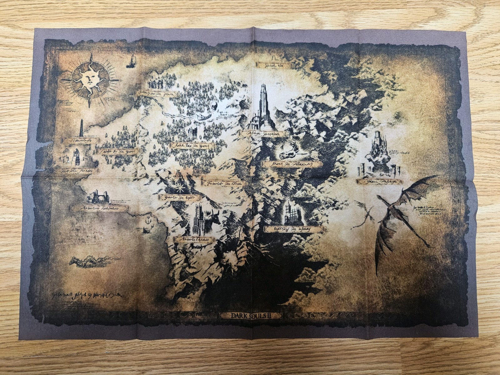 NEW LIMITED Edition Dark Souls II 2 Black Armor Edition CLOTH MAP 16.5″ x 11.7″