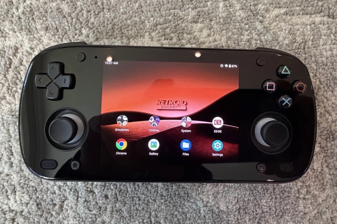 Retroid Pocket Mini V1 with V2 Screen/Shell Upgrade plus Case (Black)