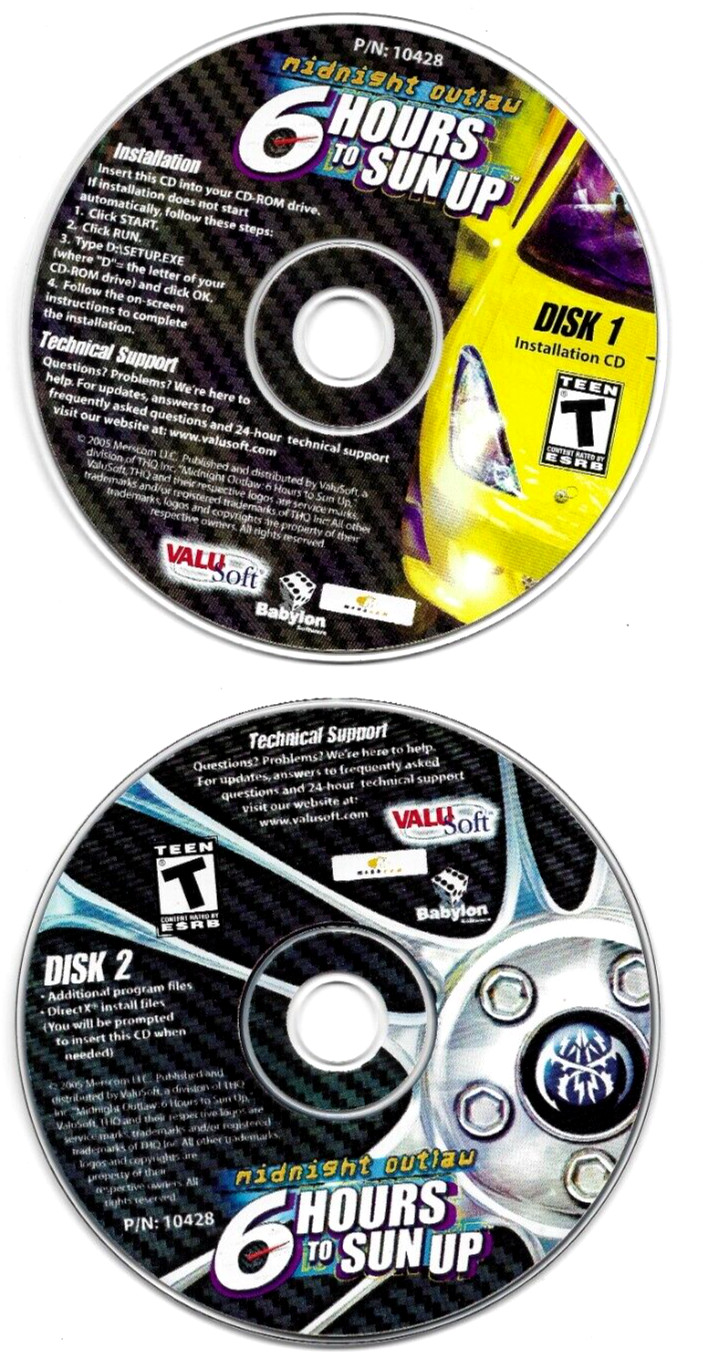 Midnight Outlaw 6 Hours To Sun Up Racing PC CD-ROM Video Game By ValuSoft 2006