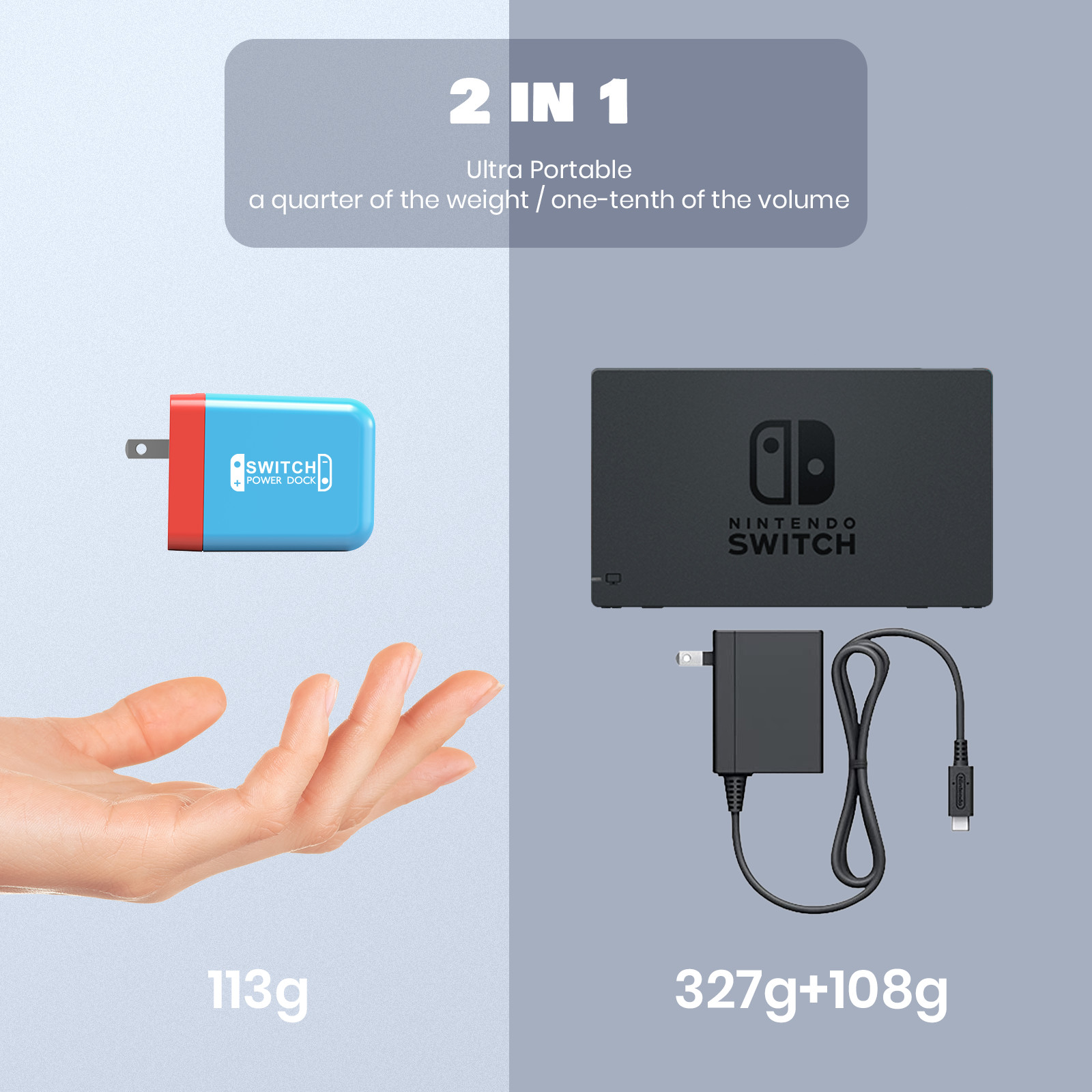 3 in 1 Mini Dock Station for Nintendo Switch Charger Docking Station Replacement