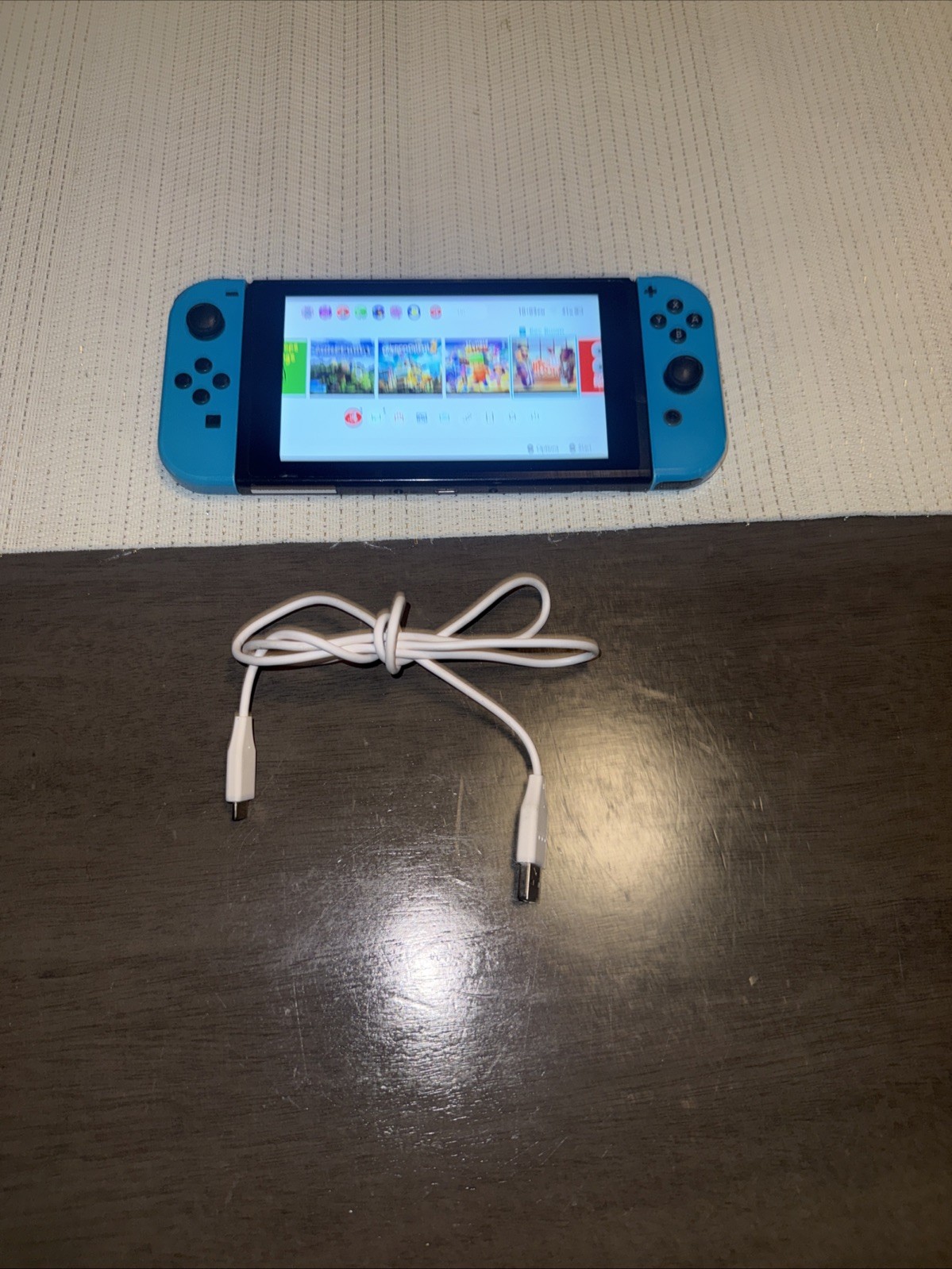 Nintendo Switch HAC-001/01 Console W/ Blue Joy-Con Controllers With Cable