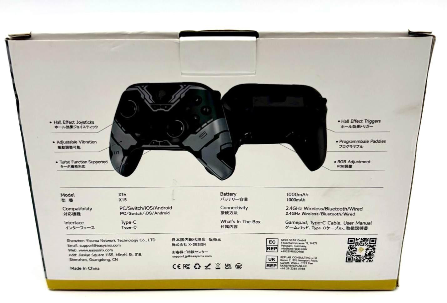 EasySMX X15 Wireless Controller PC Switch Android iOS Black