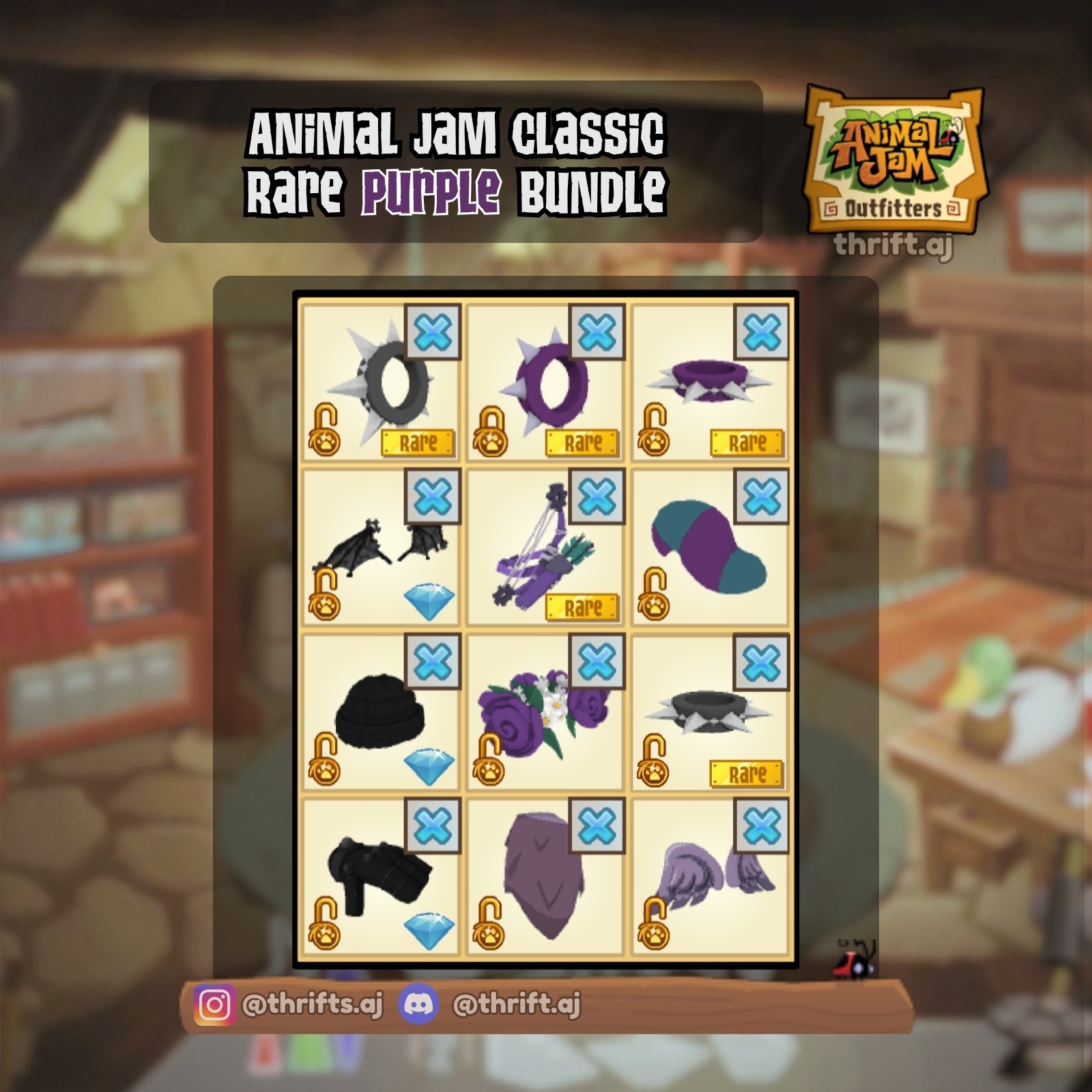 Animal Jam Classic (AJC) | Rare Purple Clothing Bundle (READ DESCRIPTION)