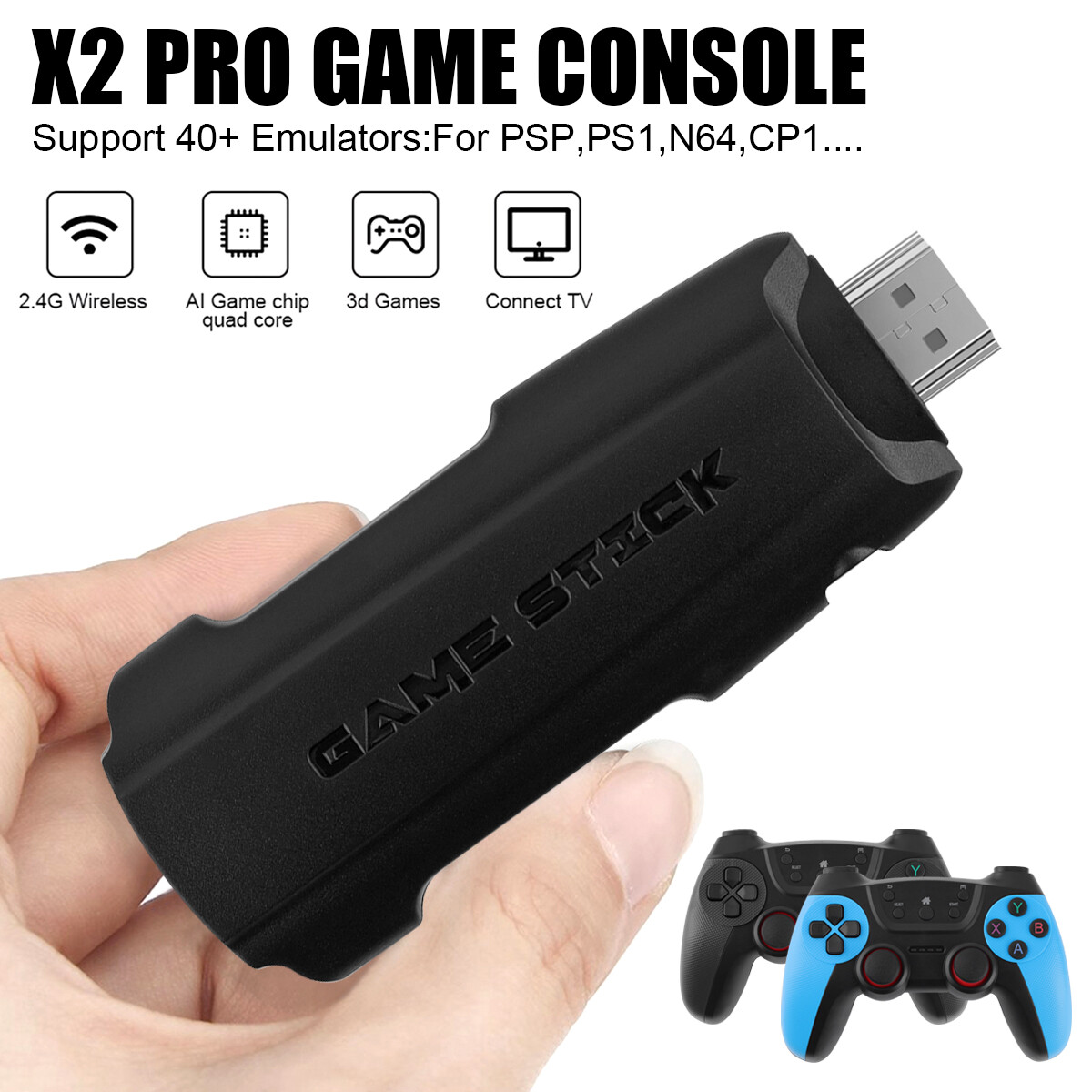 X2 PRO 41000+ Games 4K Game Stick 3D Retro Video Game Console Wireless 128G 2024