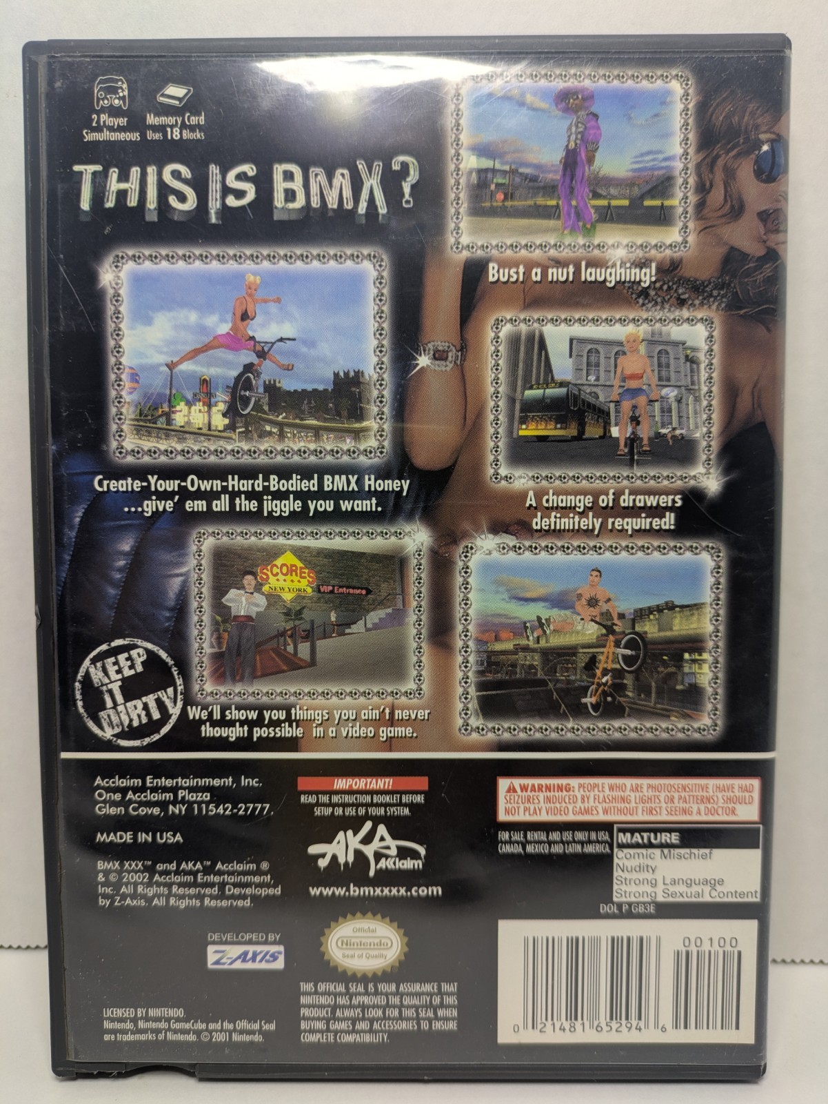*NO GAME* BMX XXX (Nintendo GameCube, 2002) Case + Reg Card ONLY