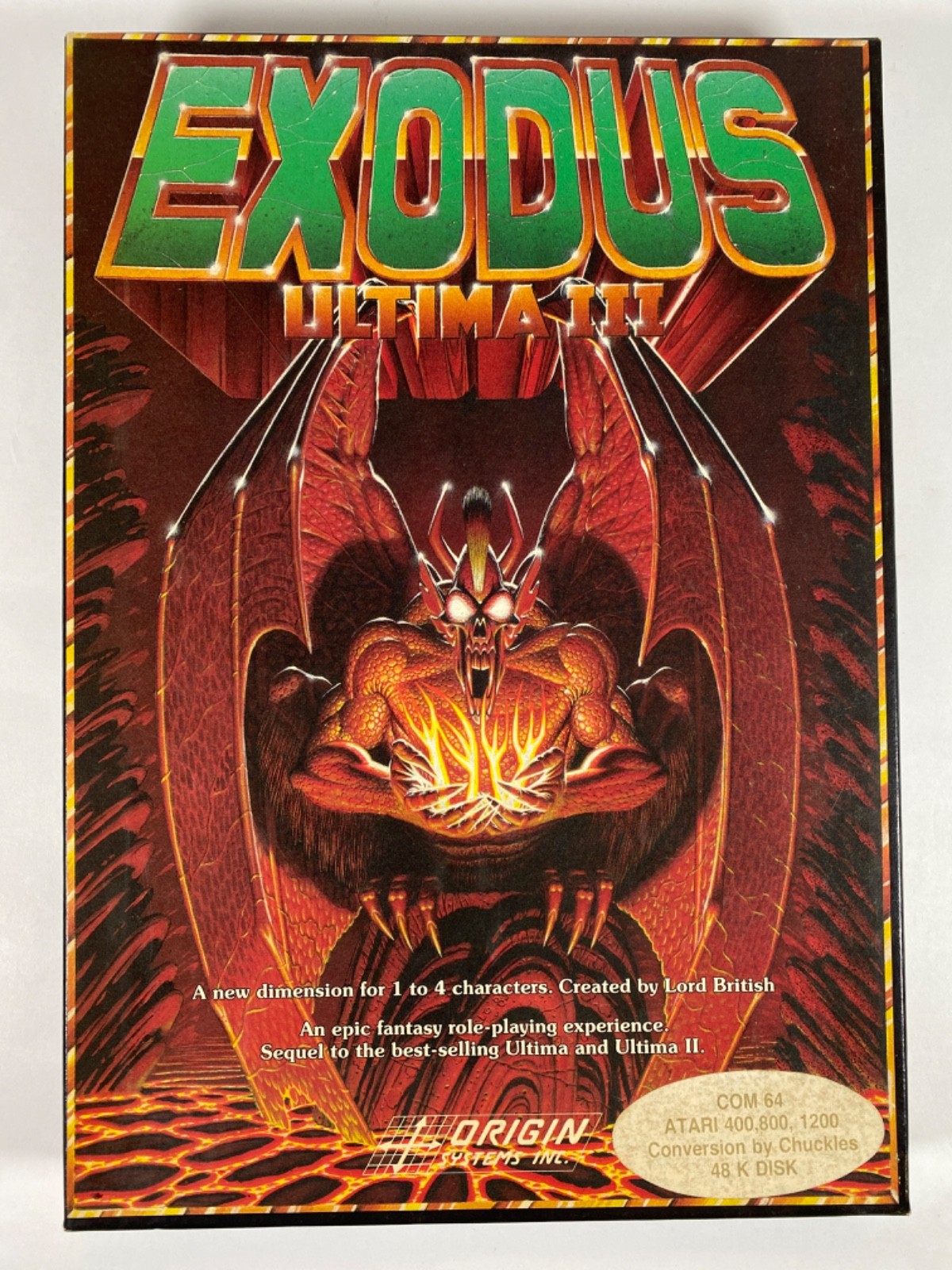 Ultima III Exodus Atari 800 XL XE COMPLETE Cloth Map Origin Systems Lord British