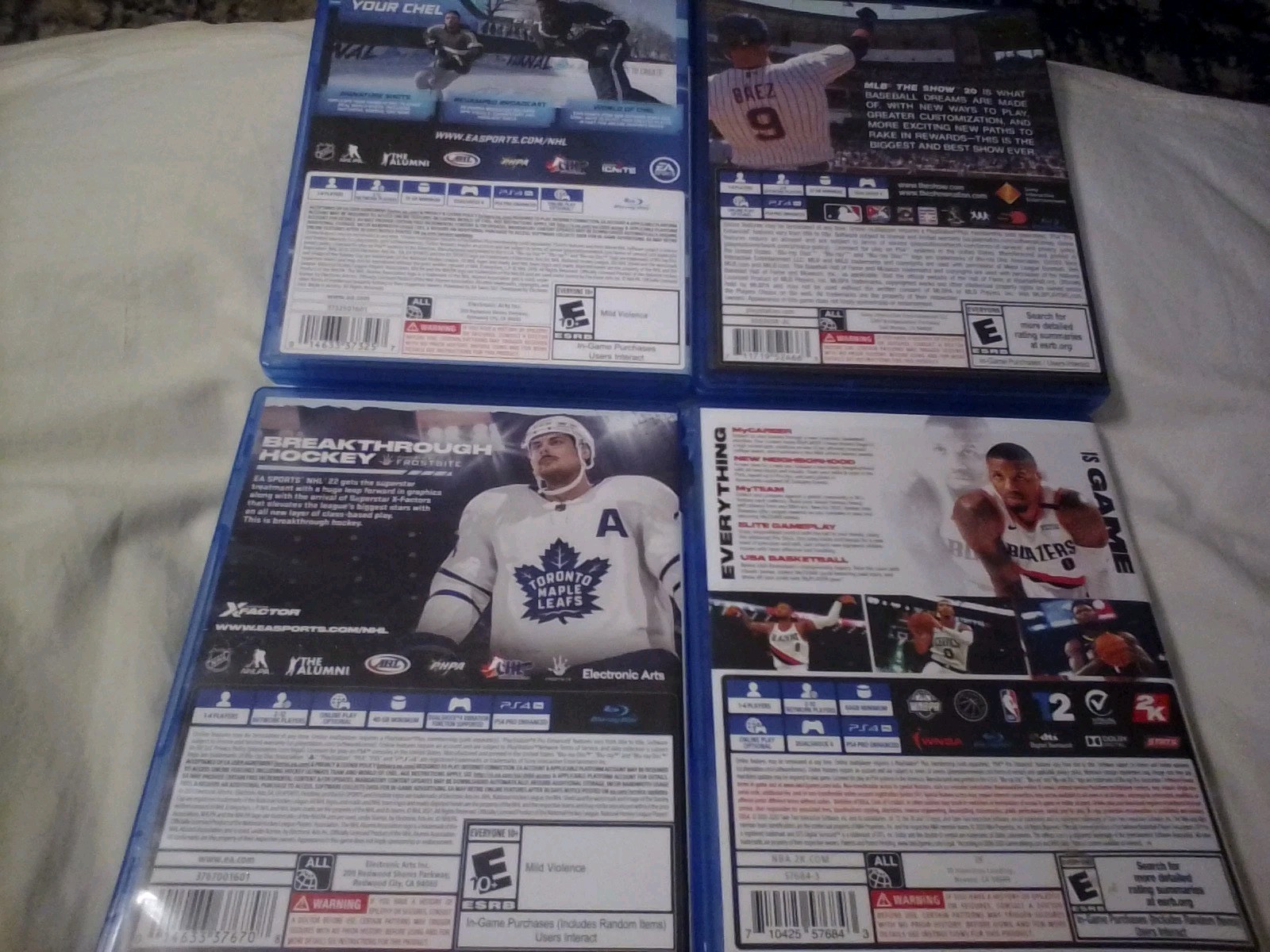 Sony Playstation 4 lot of 4 Games NBA 2K1, NHL 20 & 22 MLB The Show 20 PS4 MINT