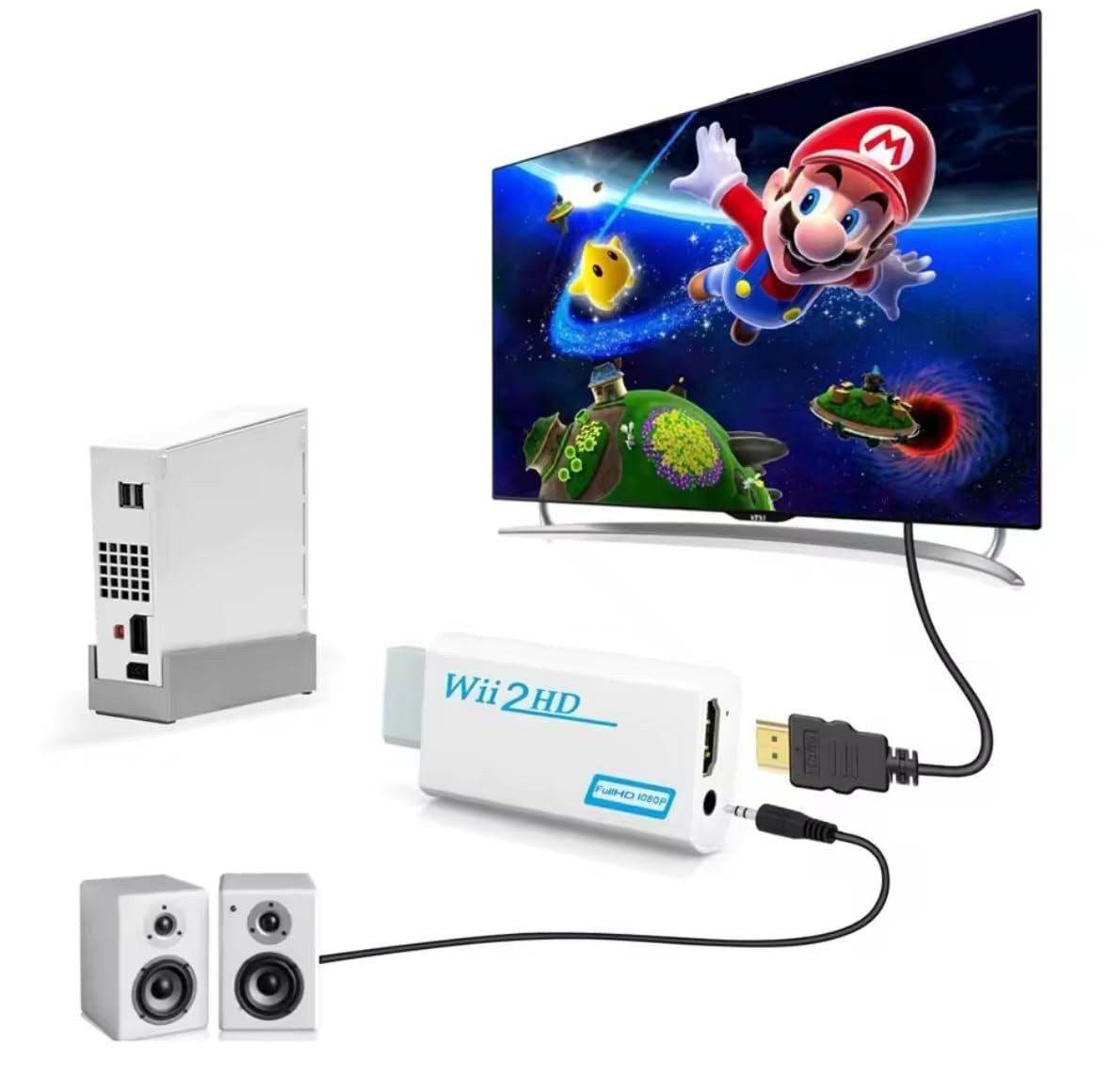 BD&M Wii to HDMI Adapter, WII Hdmi Converter, Connect Console White