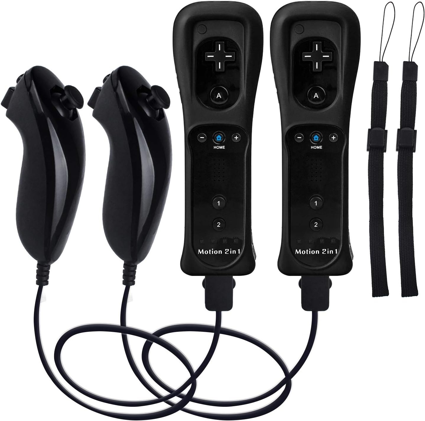 Enhanced Motion Plus Wii Controllers 2-Pack with Nunchucks for Ultimate Gameplay