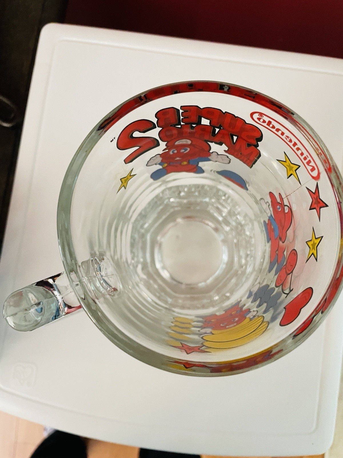 Nintendo Super Mario Bros 1989 Vntge Beer Stein Mug Glass Original Oversized 8″