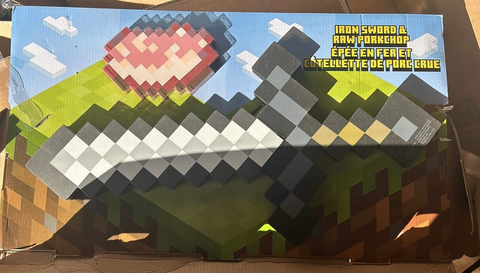 Rare Minecraft Adventure Kit Iron Sword & Raw Porkchop Minecraft Foam Sword Toy