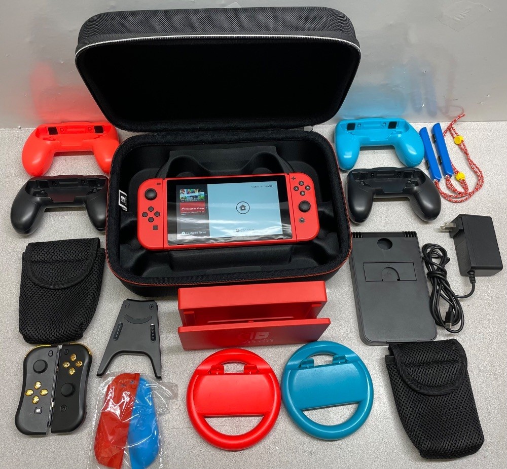 Nintendo Switch Red Edition Handheld Video Game 32GB w/Extras HAC-001