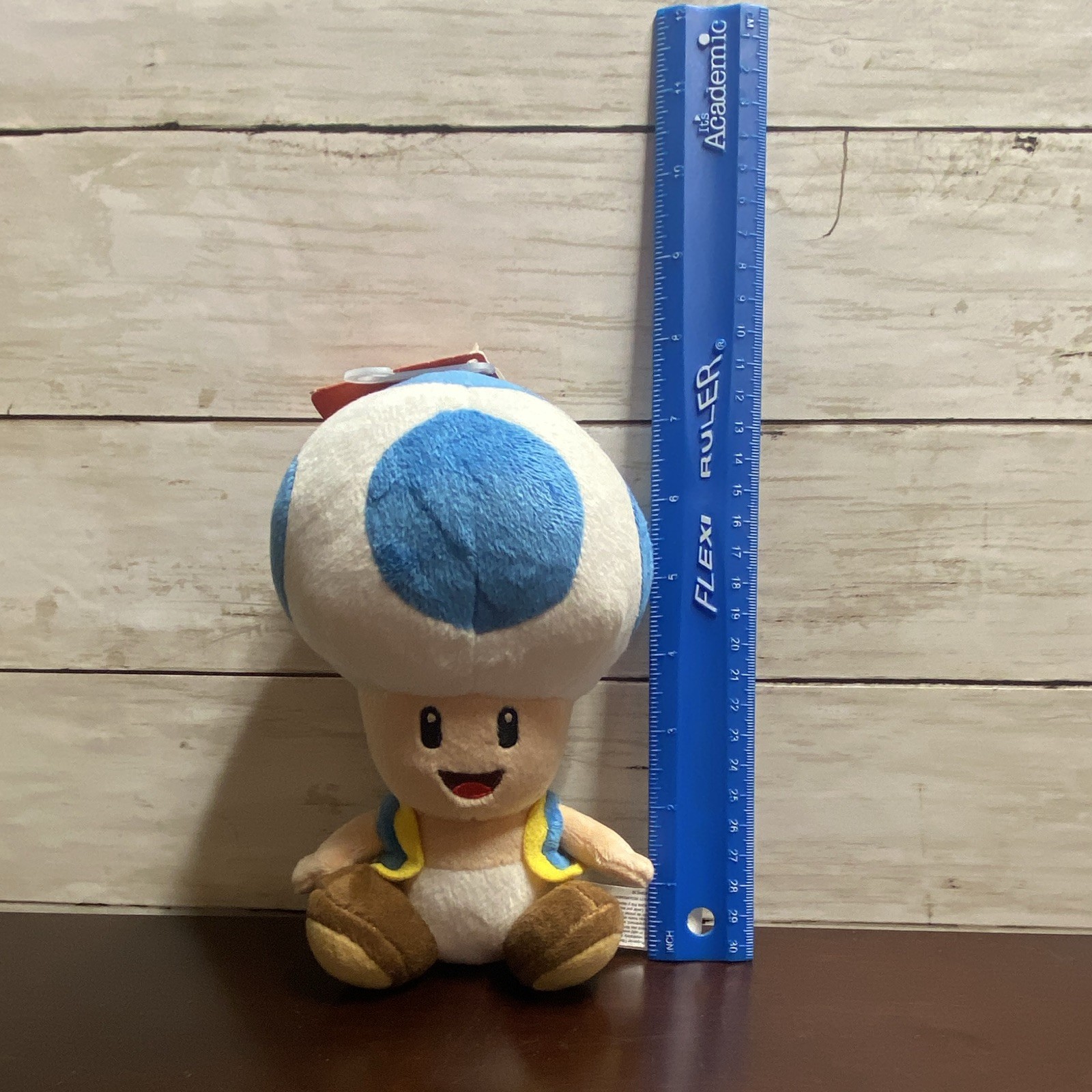 Nintendo Super Mario Bros. Toad Plush Doll Blue Mushroom w/ Hanging Loop NEW