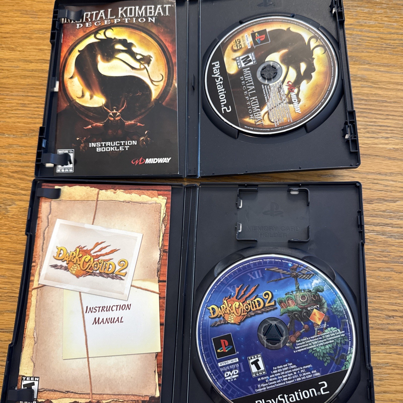 Lot 2 Sony Dark Cloud 2 PS2 & Mortal Kombat Deception Cases And Manuals