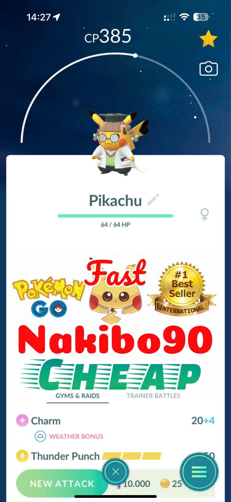 Pokémon Go – Pikachu PHD Professor (Form Showcase) – Trade – P’TC