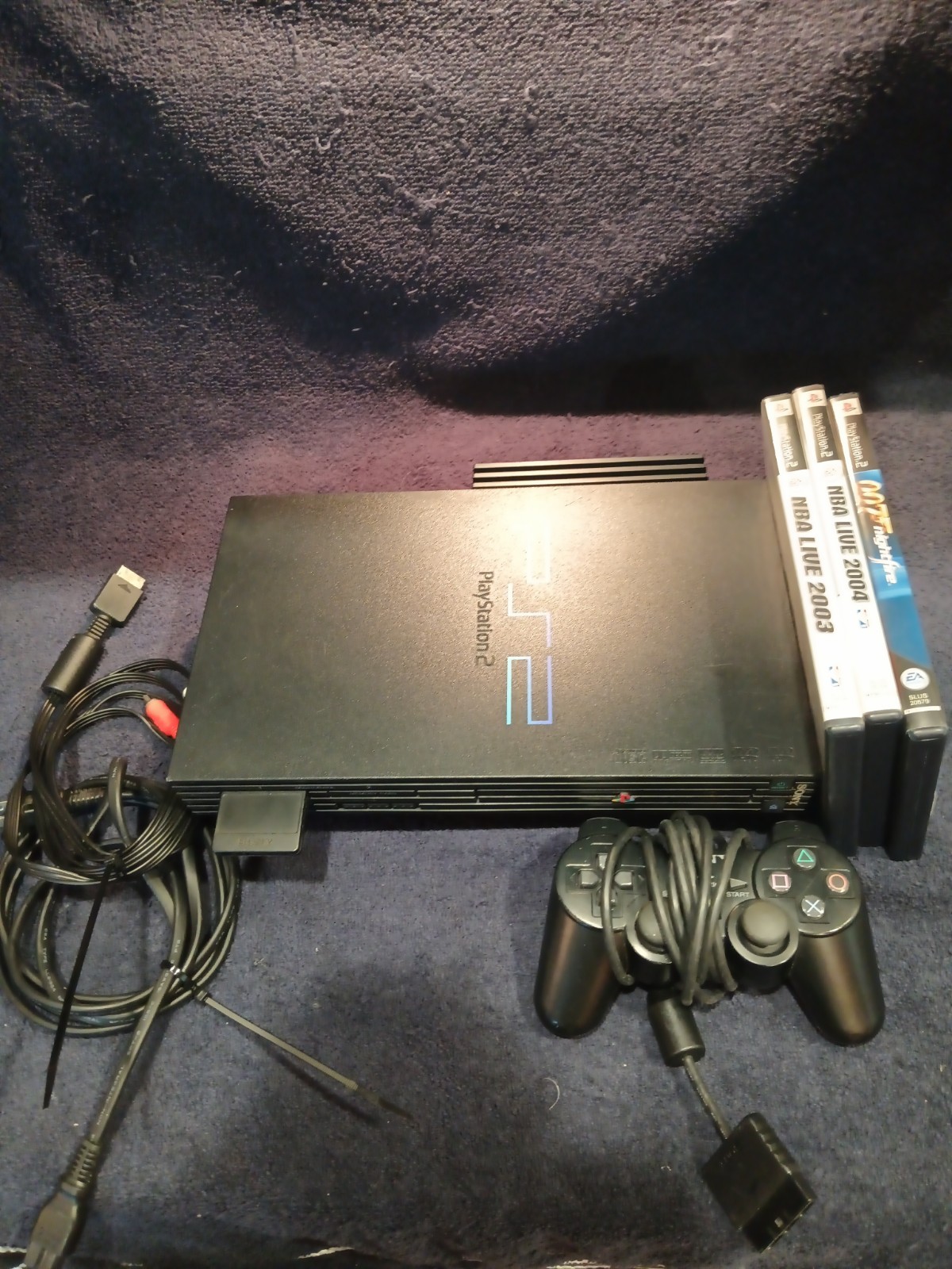 Sony PlayStation 2 PS2-50001 Black Console w/ Controller + Cables Tested 4games