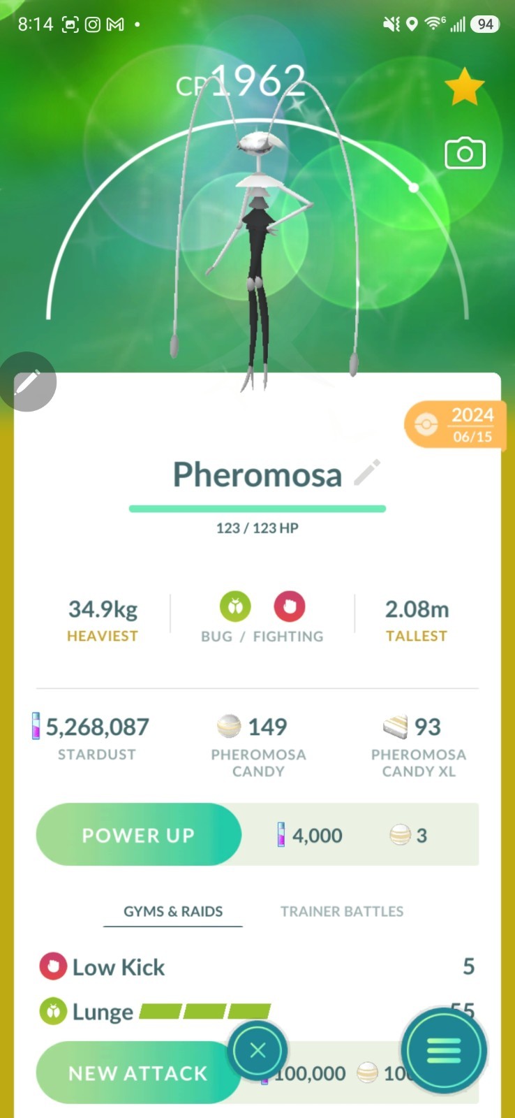 Pokémon Shiny Pheromosa Madrid Spain Background – GO Trade 1 Mil stardust