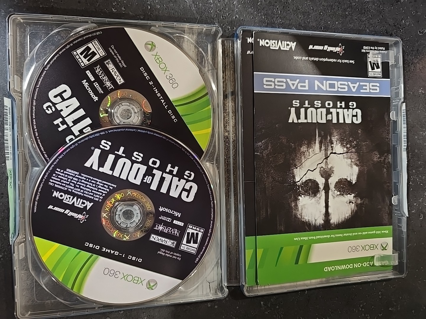 Call of Duty: Ghosts (Microsoft Xbox 360, 2013) STEELBOOK CIB