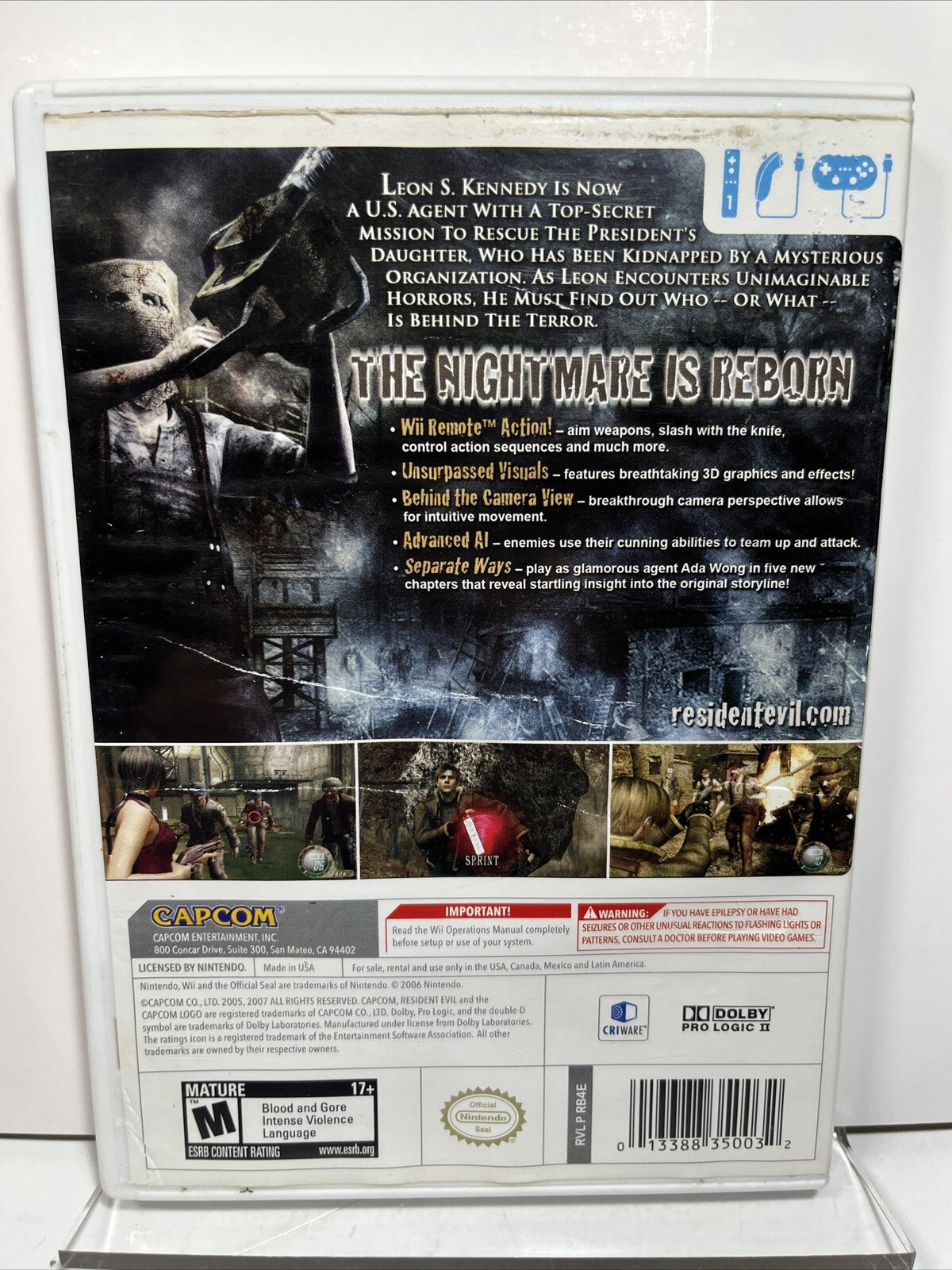 Resident Evil 4 Wii Edition (Nintendo Wii, 2007) Case and Disk Tested Working