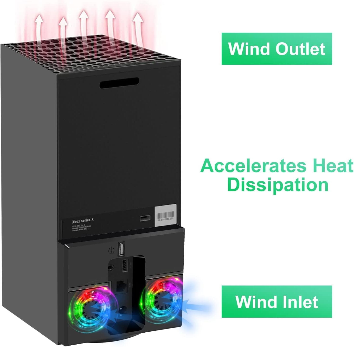 USB Cooling Fan for Xbox Series X Console Low-Noise External Vertical Cooler