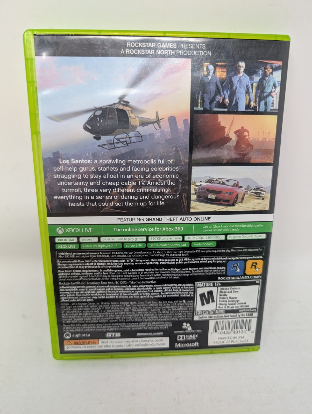 Grand Theft Auto 5 (Microsoft Xbox 360, 2013) Rockstar Games CIB w/Manual & Map