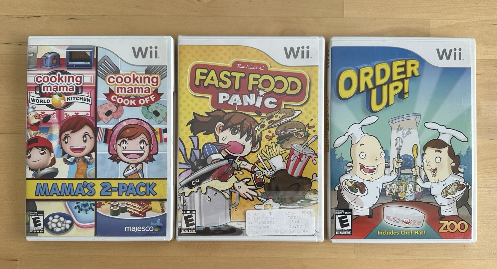 Cooking Mama 2-Pack, Fast Food Panic, Order Up – 2 CIB, 1 New – Wii Games Lot
