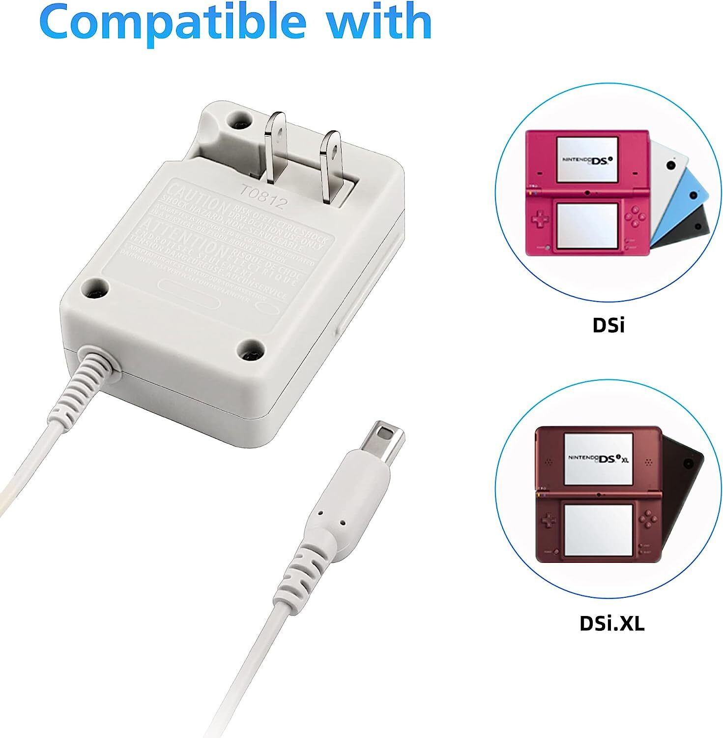 for Nintendo DSi XL 3DS XL 2DS AC Power Charger Cord 4.6V 900mA Gray 100-240V US