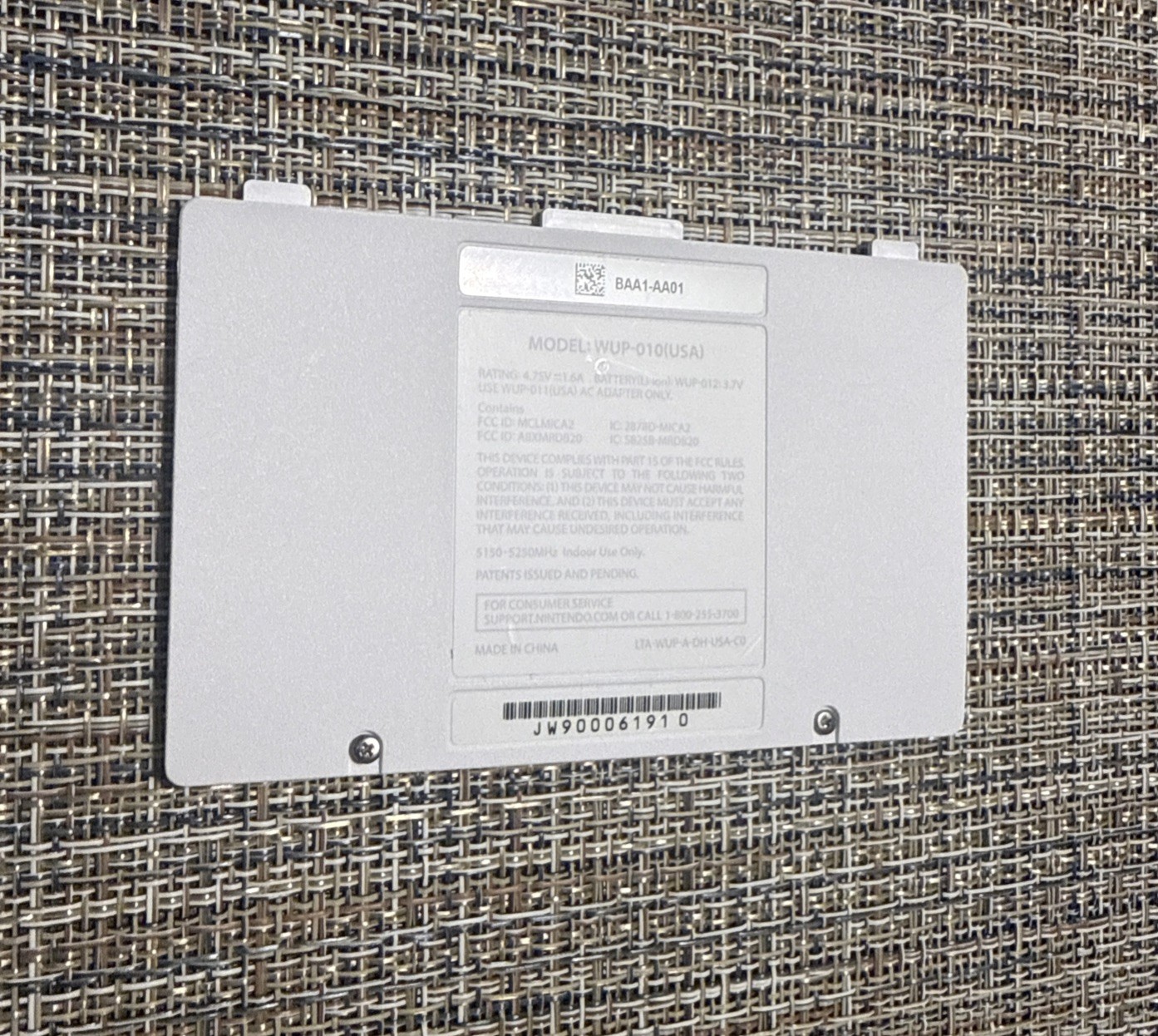 Battery Cover For Genuine Nintendo WII U Replacement White