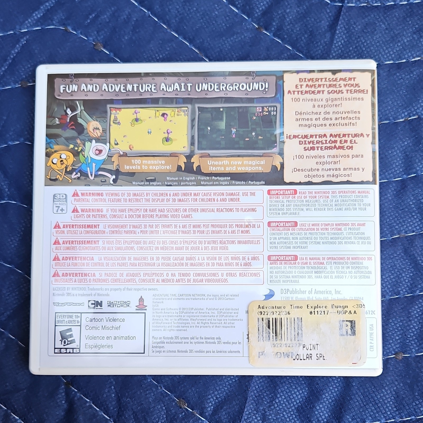 D3publisher Adventure Time Explore the Dungeon Nintendo 3DS Action E10+ Manual
