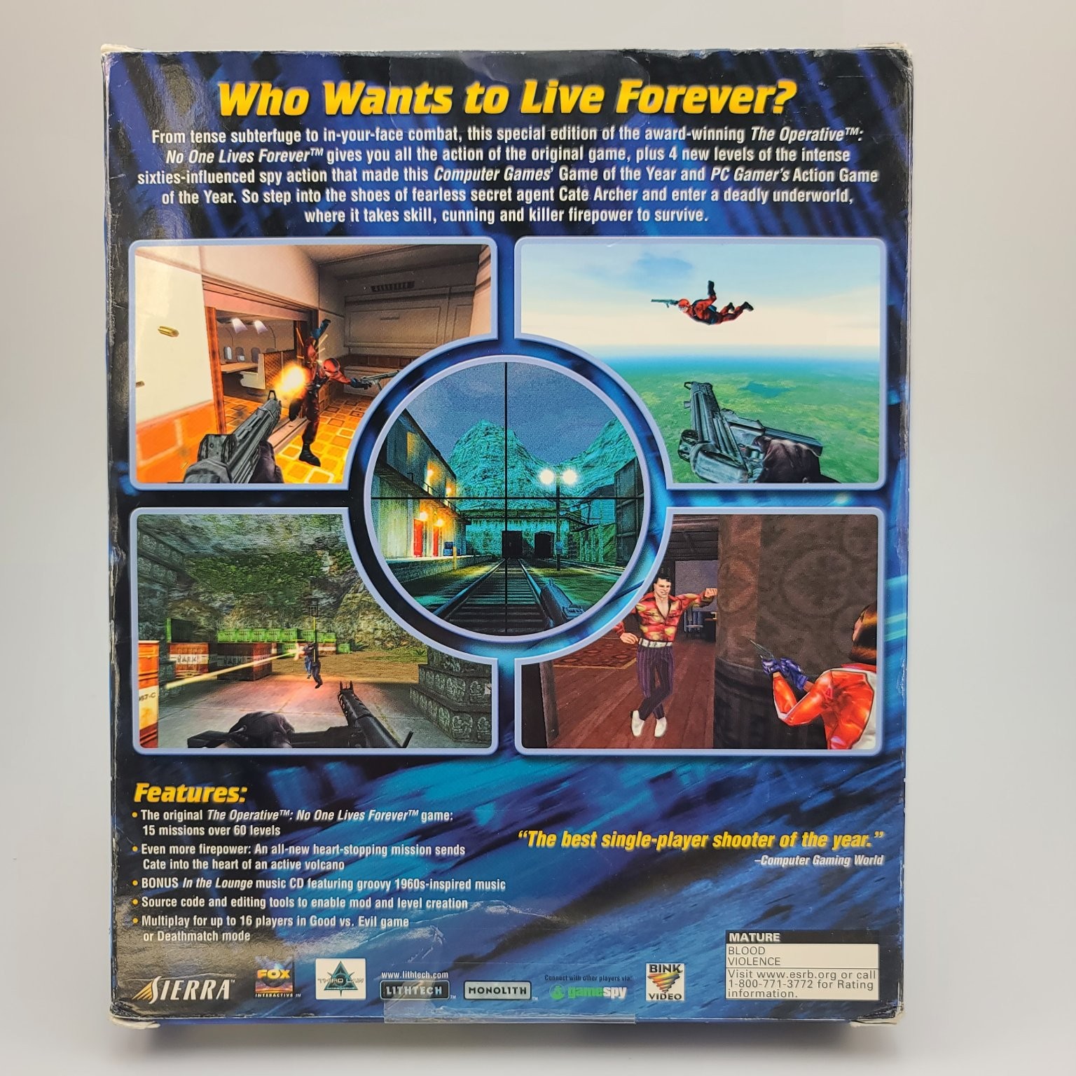 No One Lives Forever GOTY Edition PC Video Game FPS Spy Strategy Guide Big Box