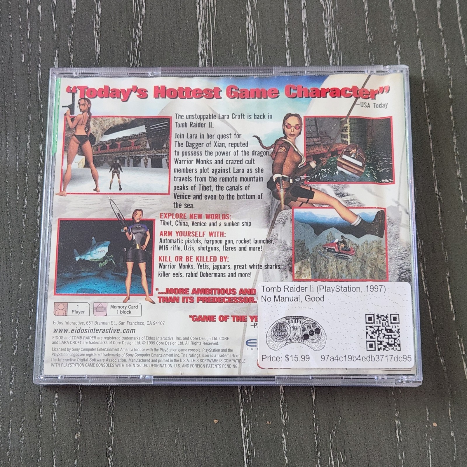Tomb Raider II Starring Lara Croft (Sony PlayStation, 1997) No Manual