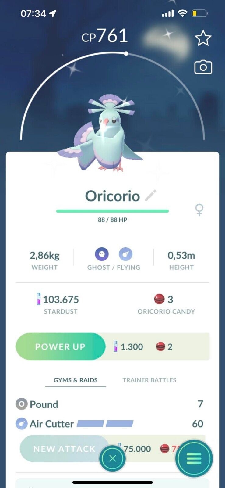 Pokémon Go – Shiny Oricorio Sensu style – P T C high stardust – Description